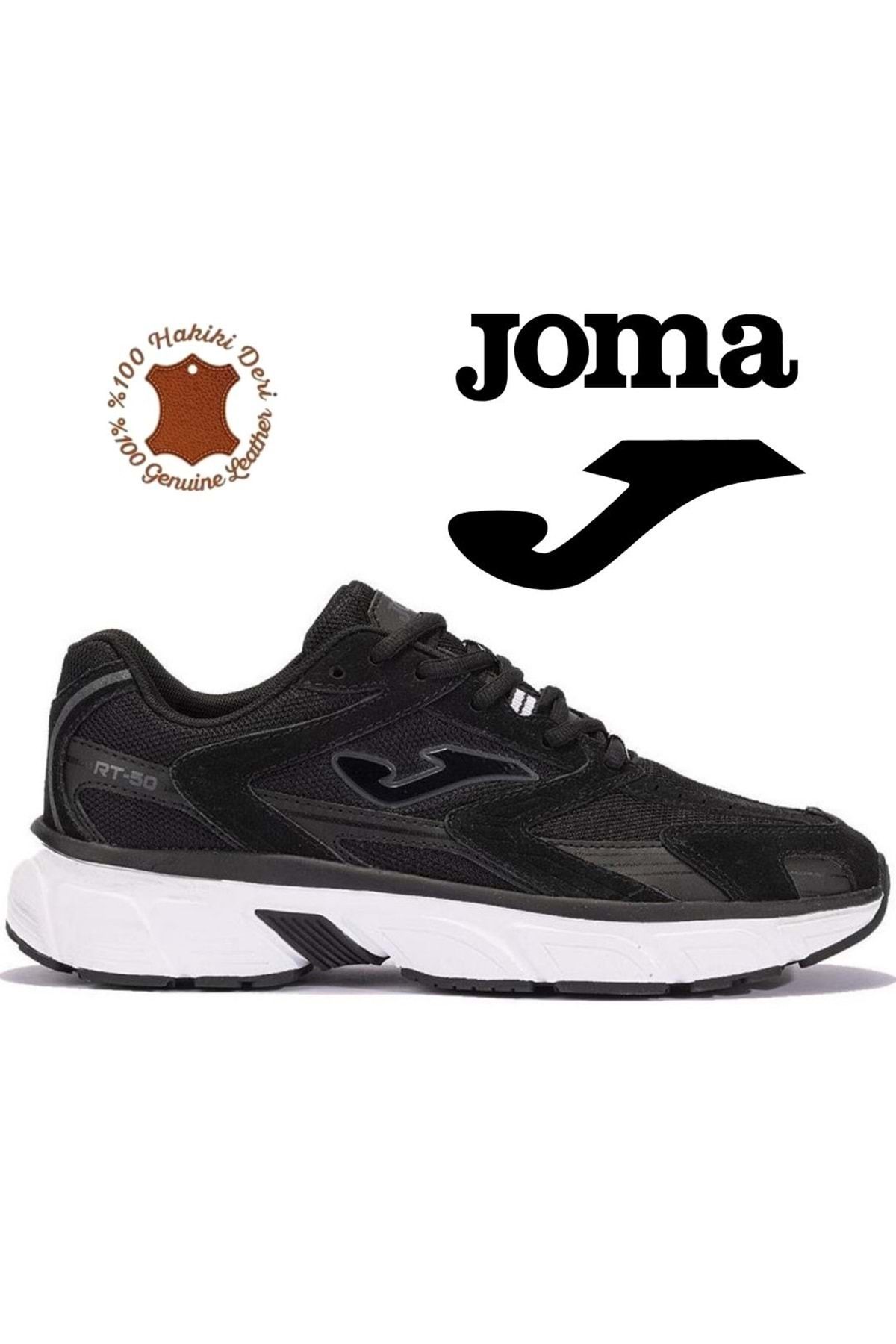 Kids Club Shoes Joma RT50 Hakiki Deri Sneaker Unisex Spor Ayakkabı SİYAH-BEYAZ