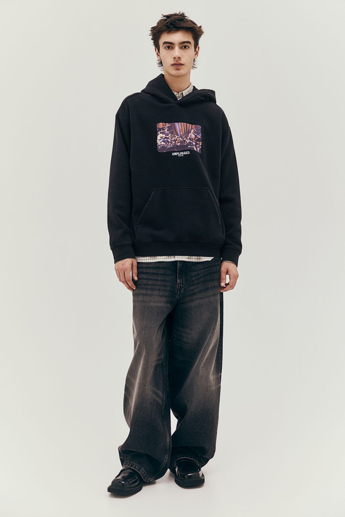 سویشرت مشکی مردانه بالا اورجینال H M H&M