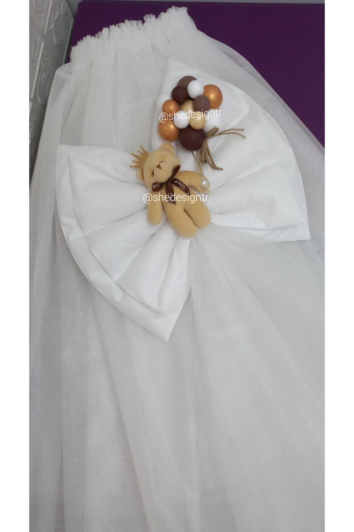 s'he design organizasyon Küvöz Eteği Ve Ayak Ucu Fiyonk Seti /Kız Bebek Hastane Odası Süsleme /Beşik Süsleme fotoğrafı 3 (önizleme)