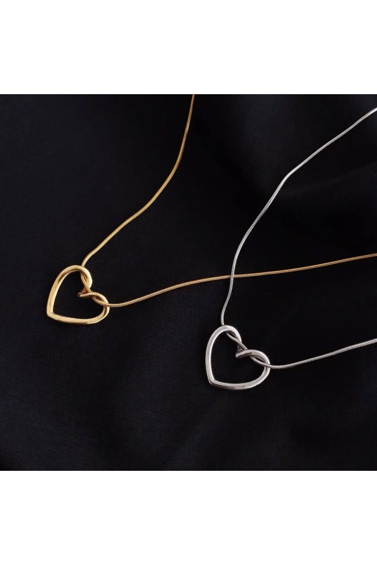TREND COLLECTİON-Women's Stainless Steel Silver Italian Chain Knot Heart Necklace (Lovery Necklace) 5
