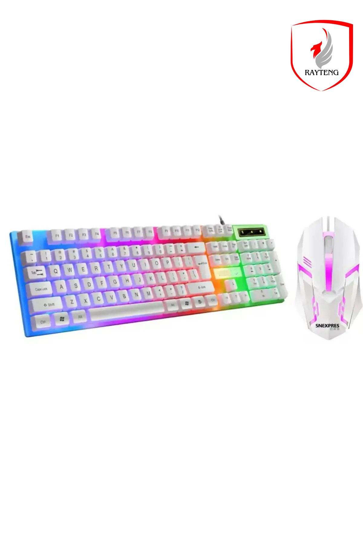 RAYTENG Gaming Rgb Işıklı Kablolu Q Klavye Ve Mouse Seti Beyaz