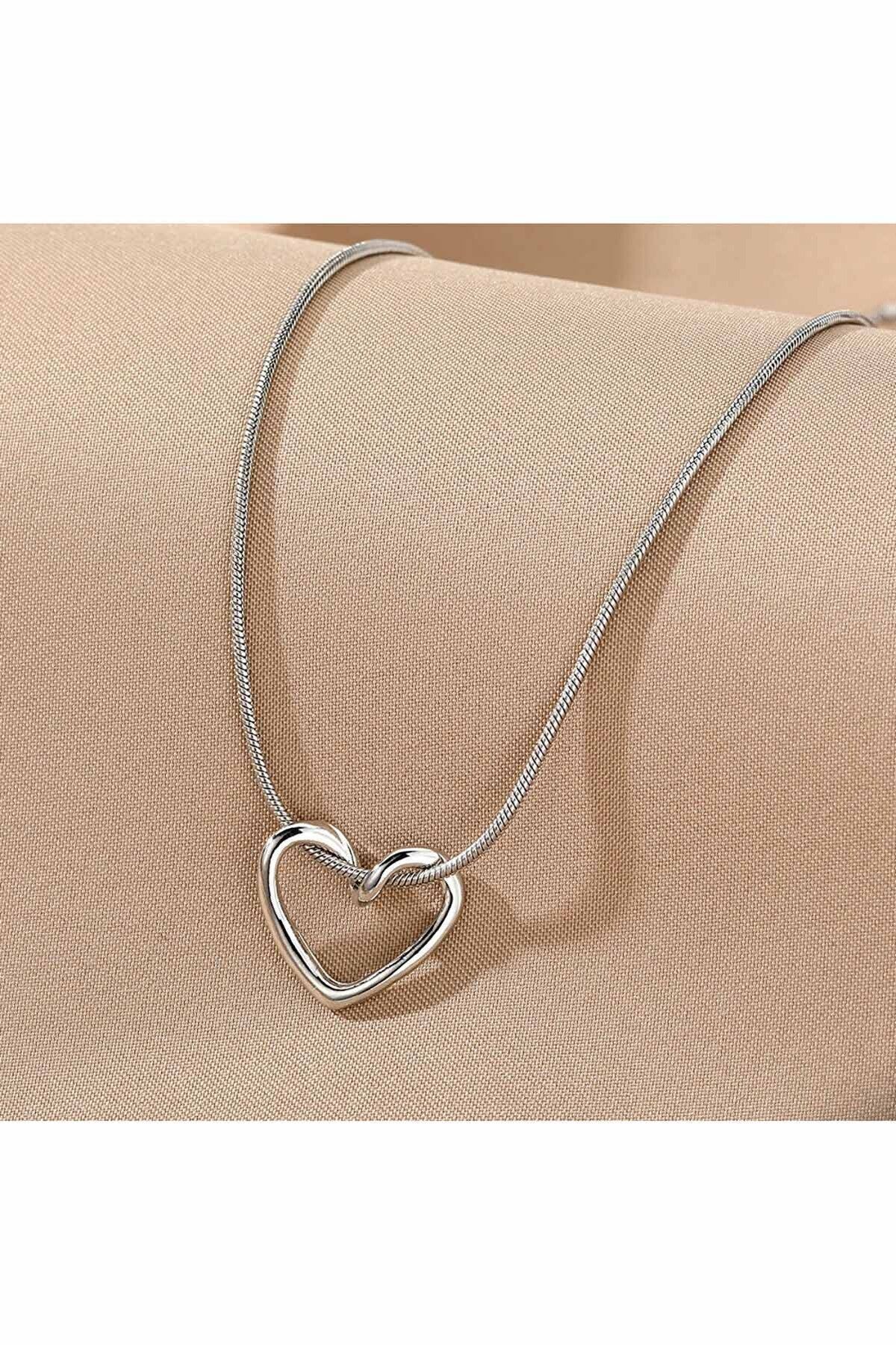 TREND COLLECTİON-Women's Stainless Steel Silver Italian Chain Knot Heart Necklace (Lovery Necklace) 4