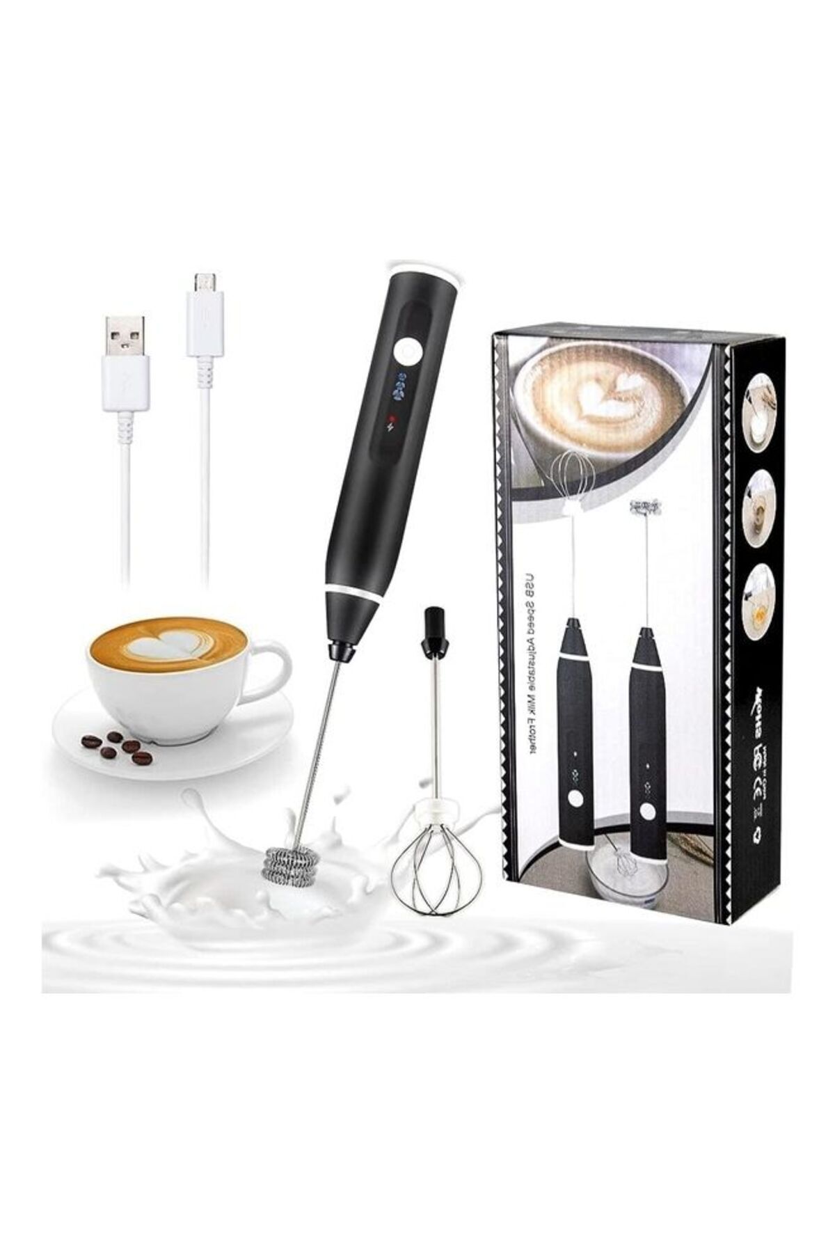 Primo Plus 3-piece Electric Milk Frother And Whisk Set Multicolour