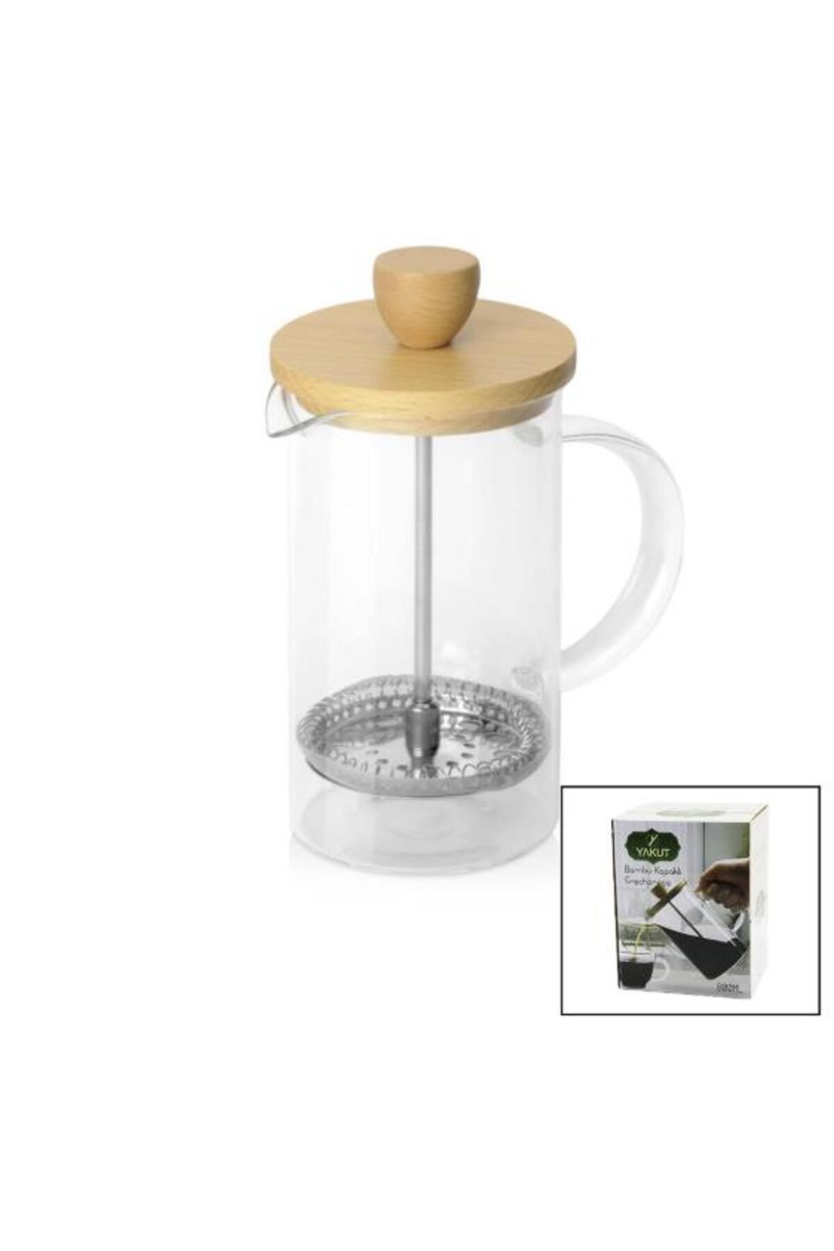 Kenpool Bambu Kapaklı Cam Bitki Çay Kahve French Press 800 ml