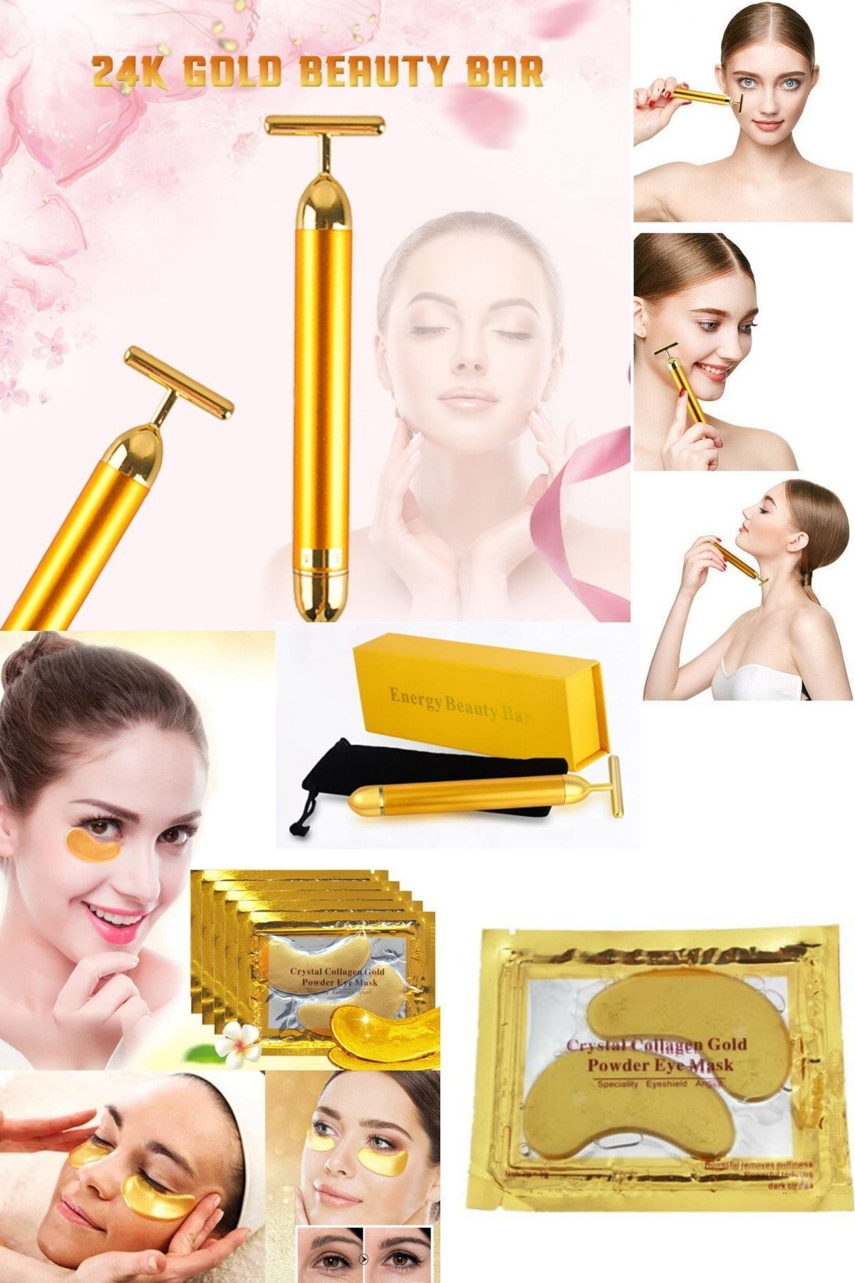 AboutThePerfect Yüz Bakım ve Masaj Seti, Kolojen ve Altın Maske ile Cilt Parlaklığı