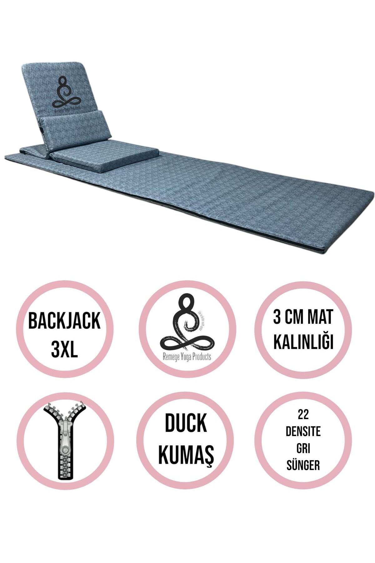 REMEGE Backjack 3XL - Backjack Yoga Meditasyon Nefes Sandalyesi Destekli Yer Minderi ve 60x180 Kumaş Mat