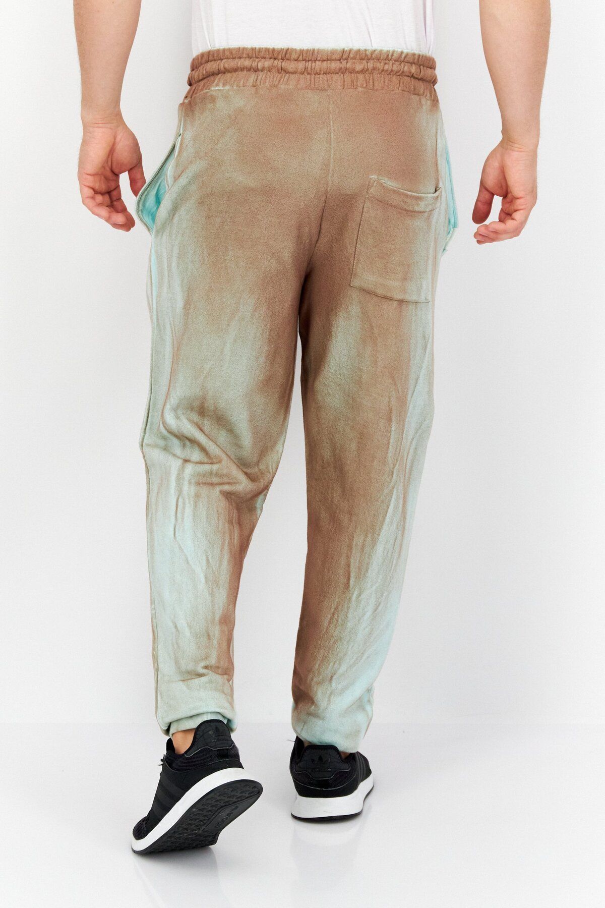 Eleven Paris-Men Regular Fit Spray Paint Jogger Pants, Brow 3