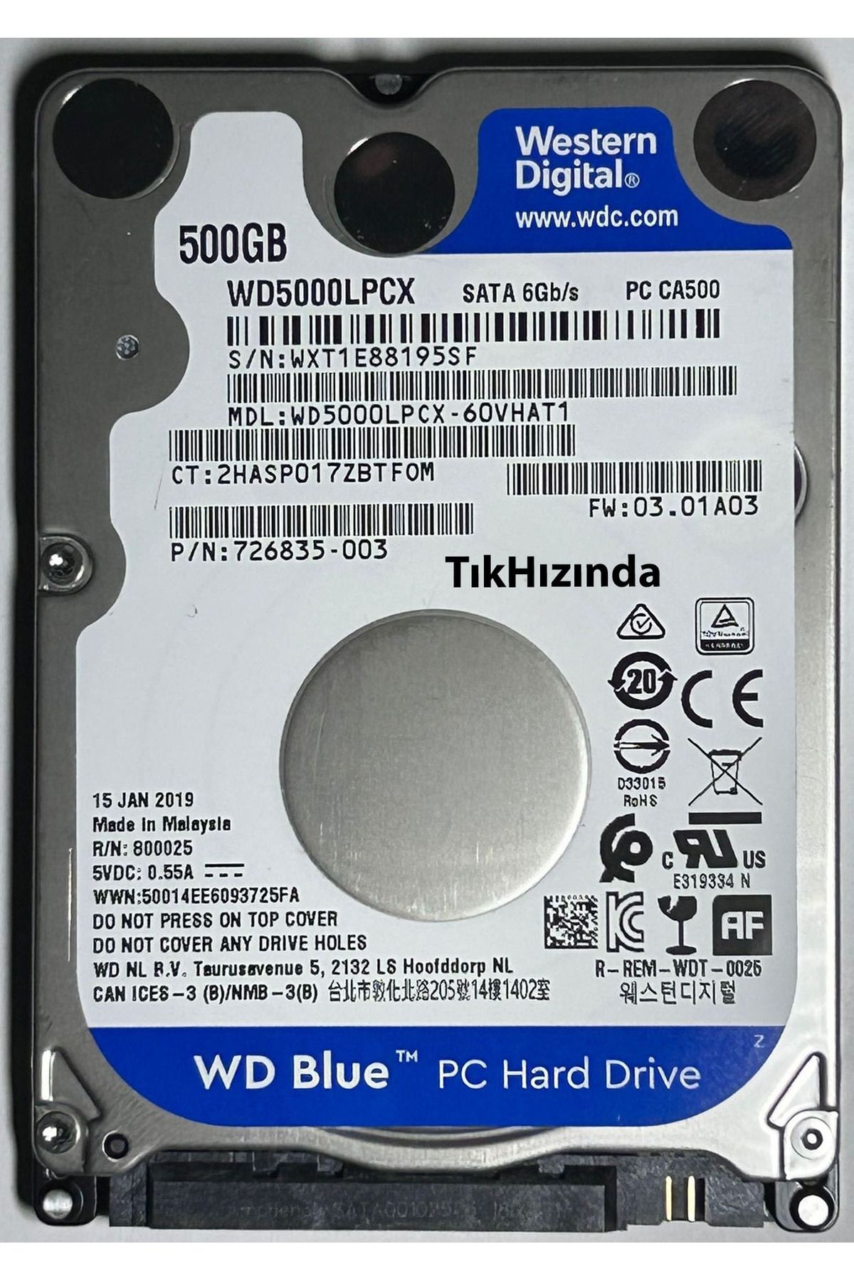 WDC WD Blue 500GB 5400RPM Sata3 16Mb Cache 2.5" Sabit Disk (Refurbished)