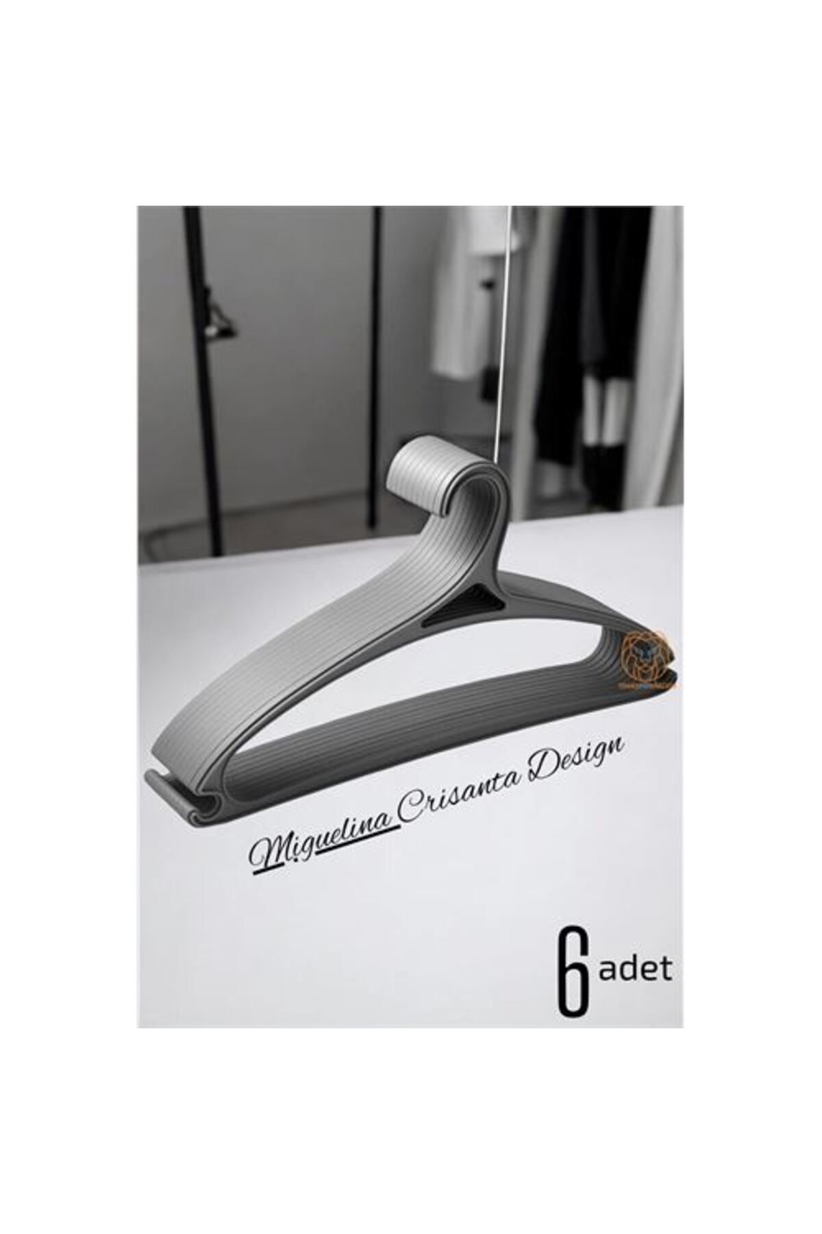 Tunastore Engithalat Tasarım Askı Seti 6 ADET Elbise Askısı M.Crisanta GRİ