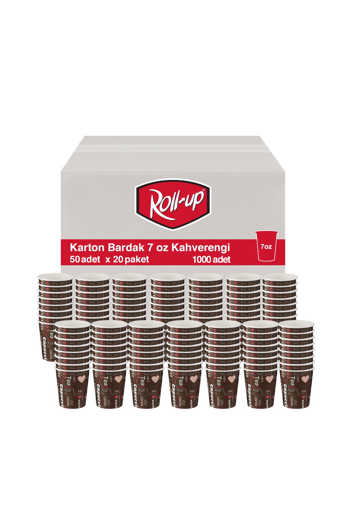 minik shop Roll-Up Karton Bardak 7 oz Kahverengi 50li 20 Paket (1000 Adet)