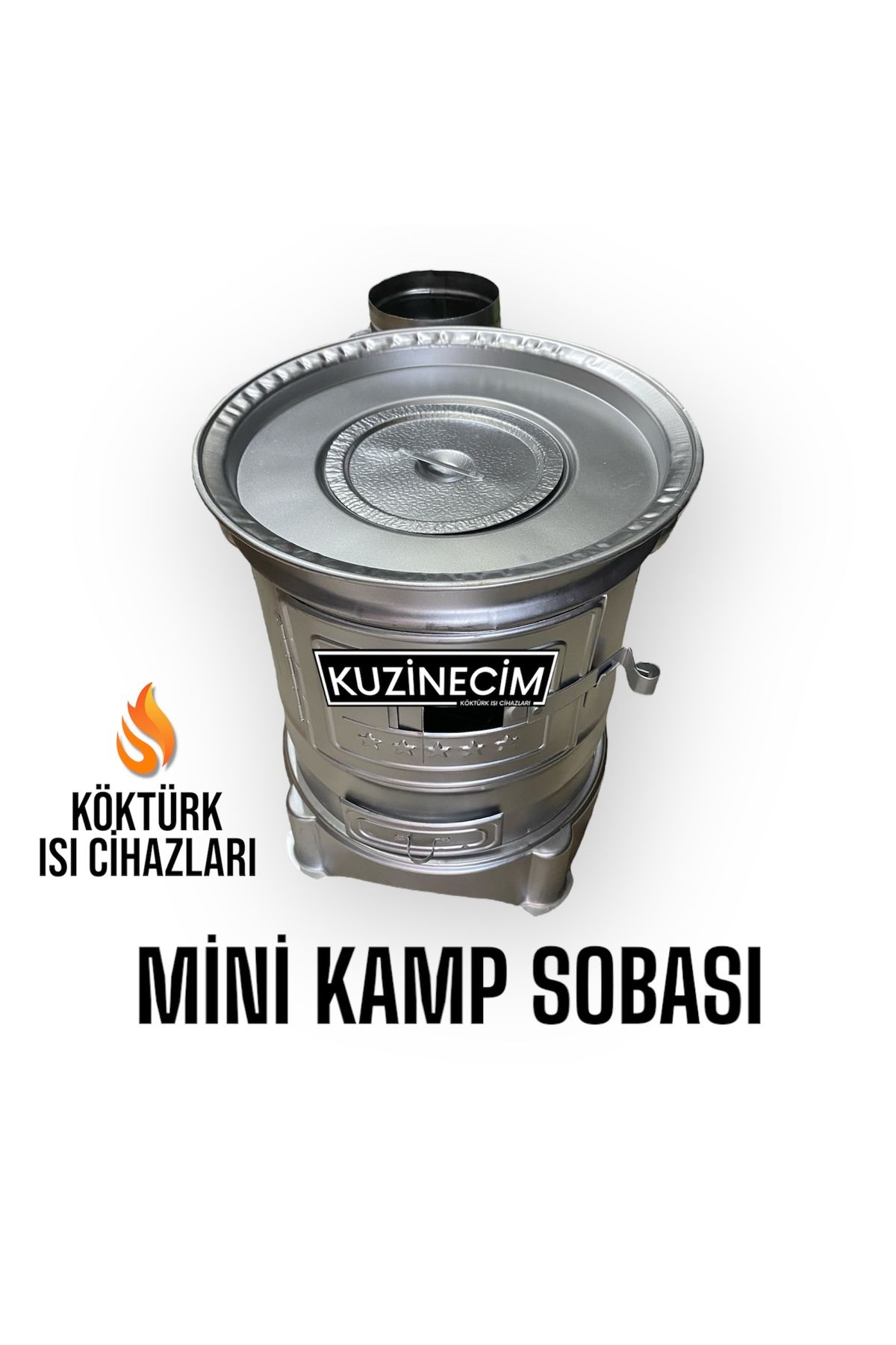 KUZİNECİM Mini Kamp Sobası Taşınabilir İçi Izgaralı Soba Borusu Uyumlu