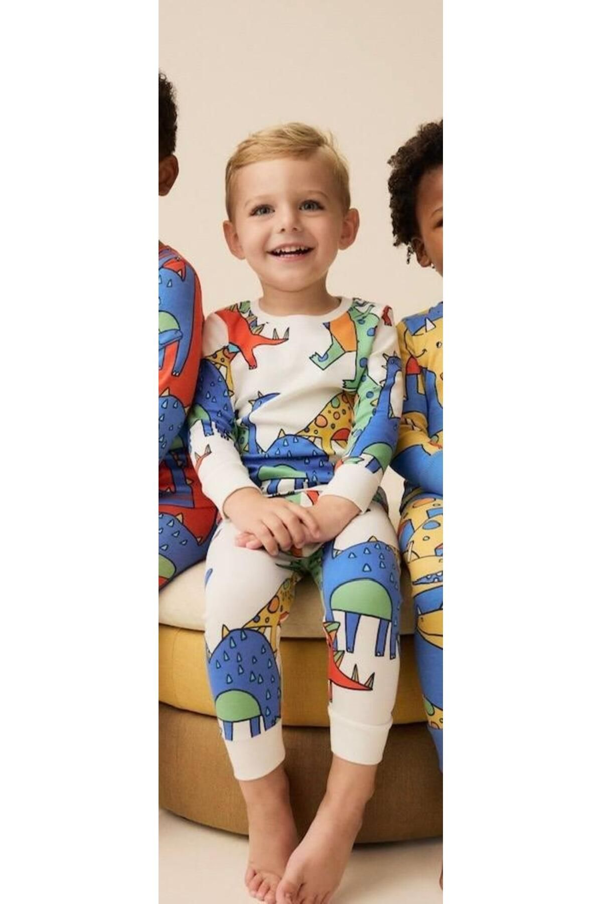 Magu-Dinosaur Print Cotton Sweatshirt Tracksuit Bottom-Top Pajamas Set 2