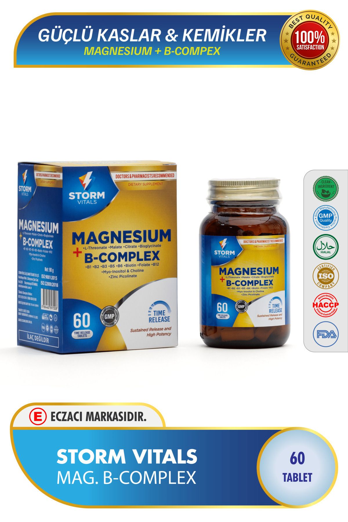 STORM VİTALS-Magnesium B-complex - 60 Tablets for Solid Muscles and Bones 3
