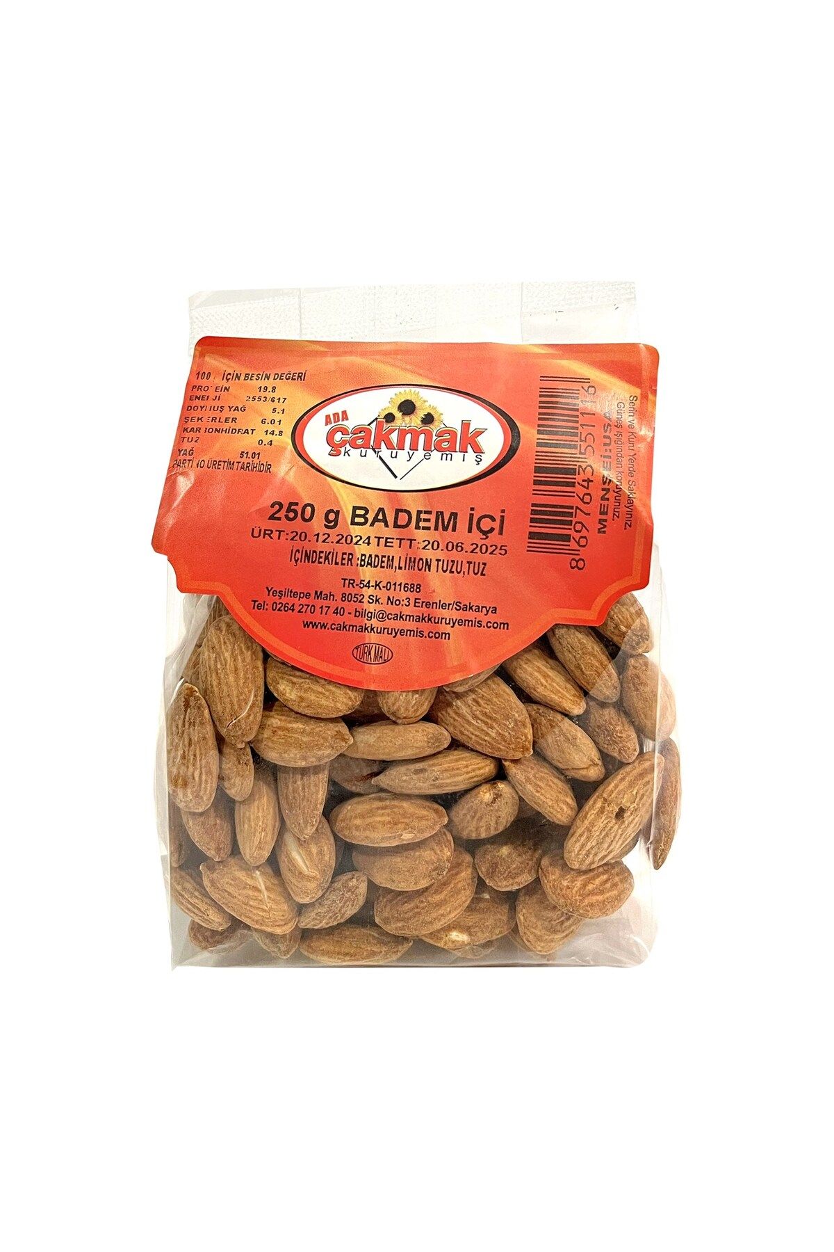 ADA ÇAKMAK KURUYEMİŞ Badem İçi 250 gr