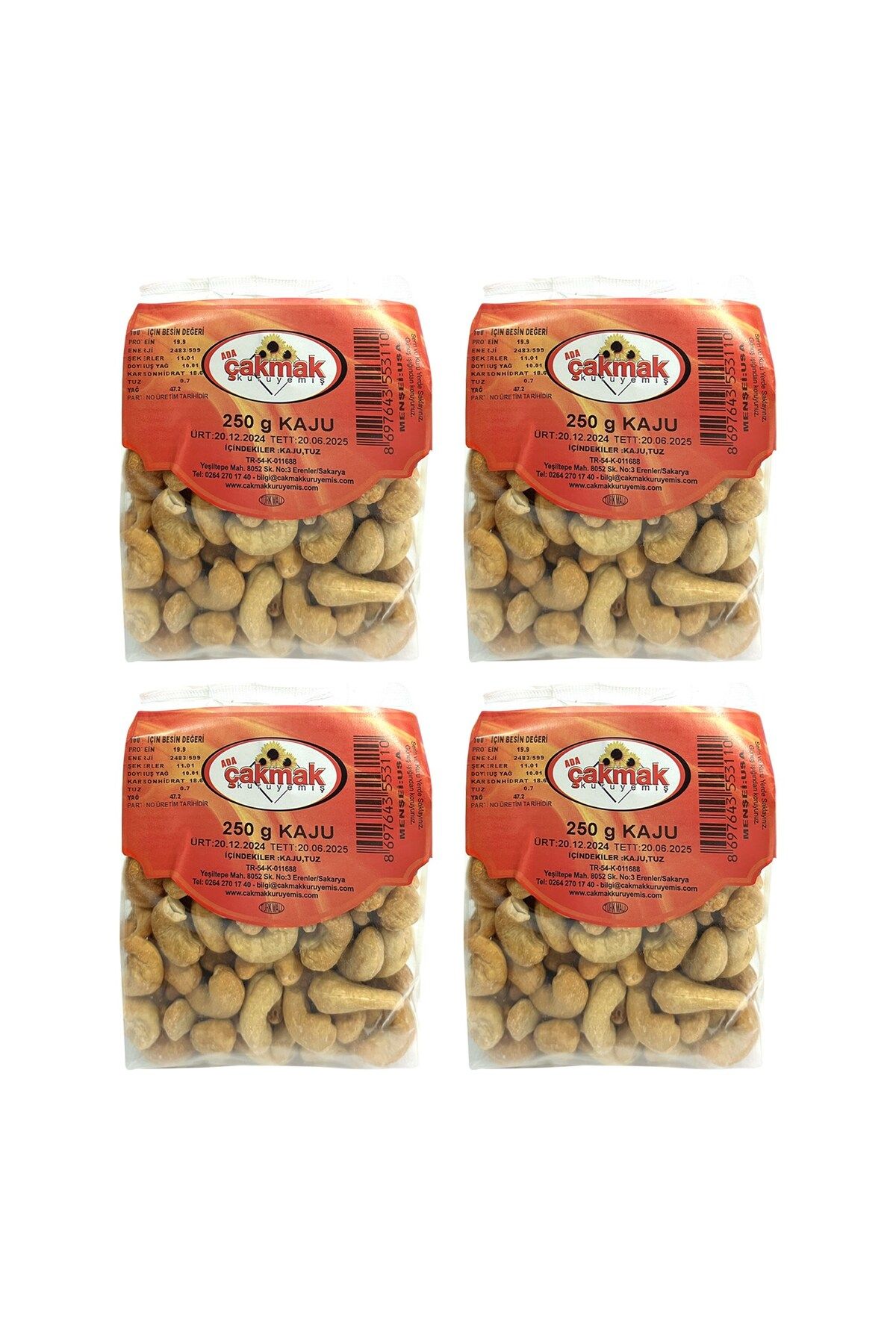 ADA ÇAKMAK KURUYEMİŞ Kaju 250 gr x 4 Adet