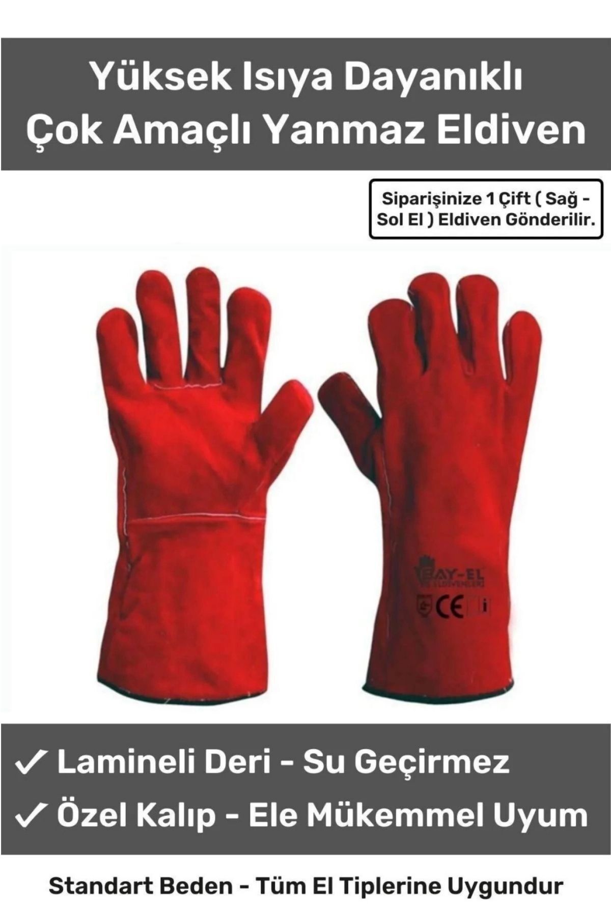 Terrien Premium Serisi Yanmaz Isıya Dayanıklı Eldiven Kaynak Yangın İçin Su Geçirmez Çok Amaçlı Deri Eldiven