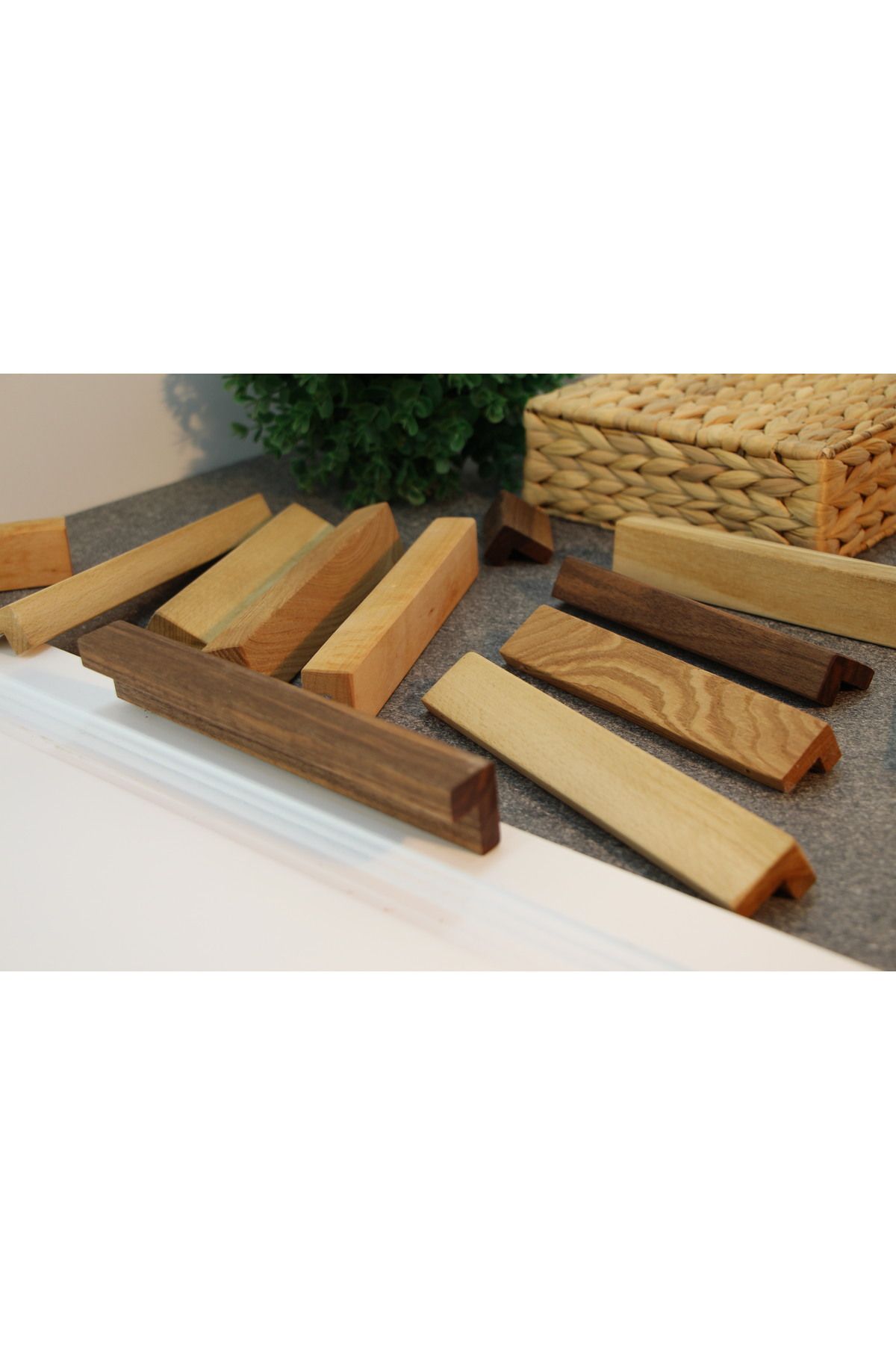 lazzir handle-Wooden Extra Cornered L - Cabinet Handle Drawer (256 Mm, Walnut Color) 4