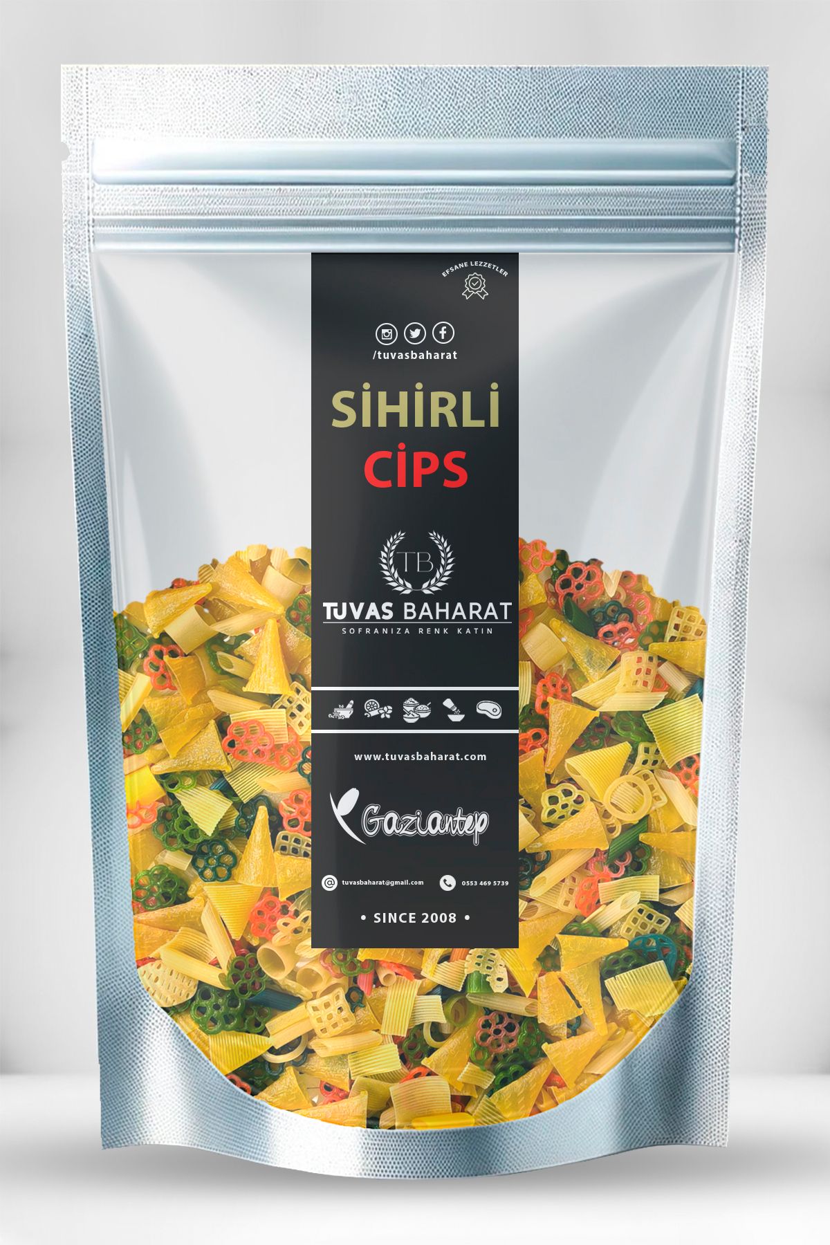 TUVAS BAHARAT Renkli Karışık Yağda Açılan Sihirli Cips (Suriye Cips) 500GR