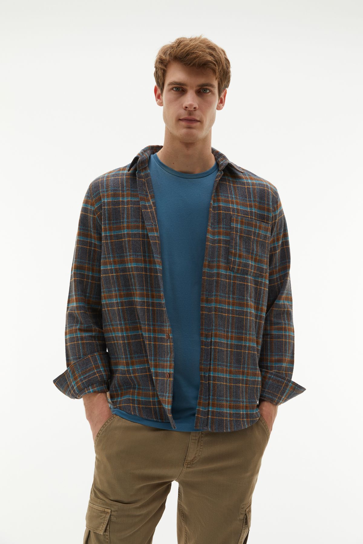 Mudo-Regular Fit Plaid Shirt with Long Sleeves 1