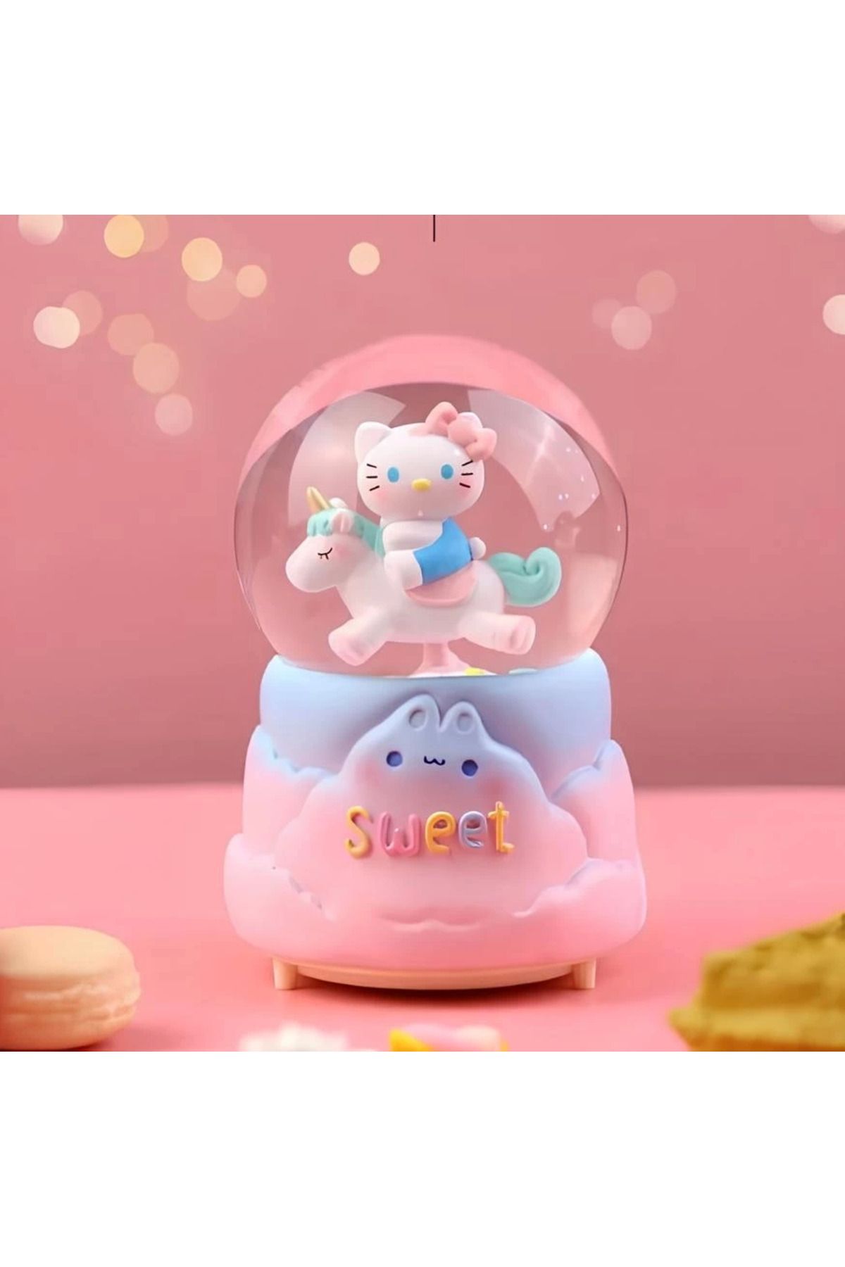 AYME Hello Kitty İçi Dönmeli Püskürtmeli Işıklı Müzikli Kar Küresi Büyük Boy Alk3036