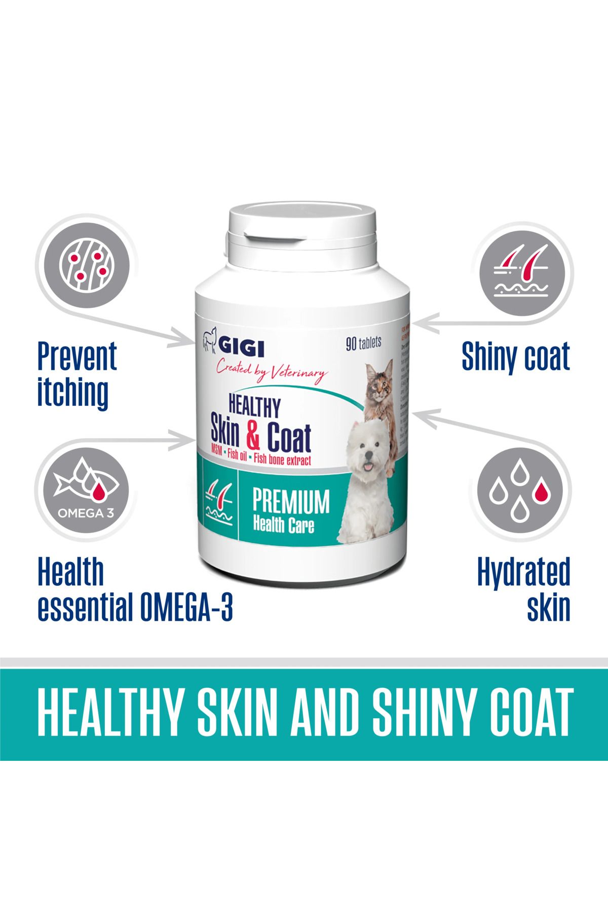 Gigi PETLOVEBUTİK SİA GİGİVET LETONYA Skin & Coat 21 Tablet Kedi Ve Köpekler İçin Tüy Dökümü Engelleyic