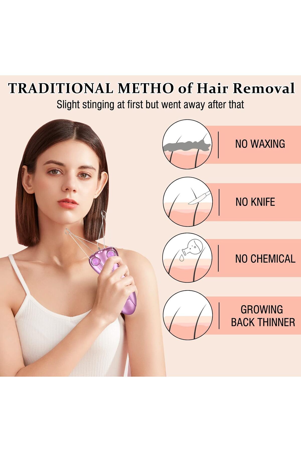 Arabest-Facial Threading Hair Removal for Women Electric Ladies Hair Remover,Automatic for Fine Hairs Body 5