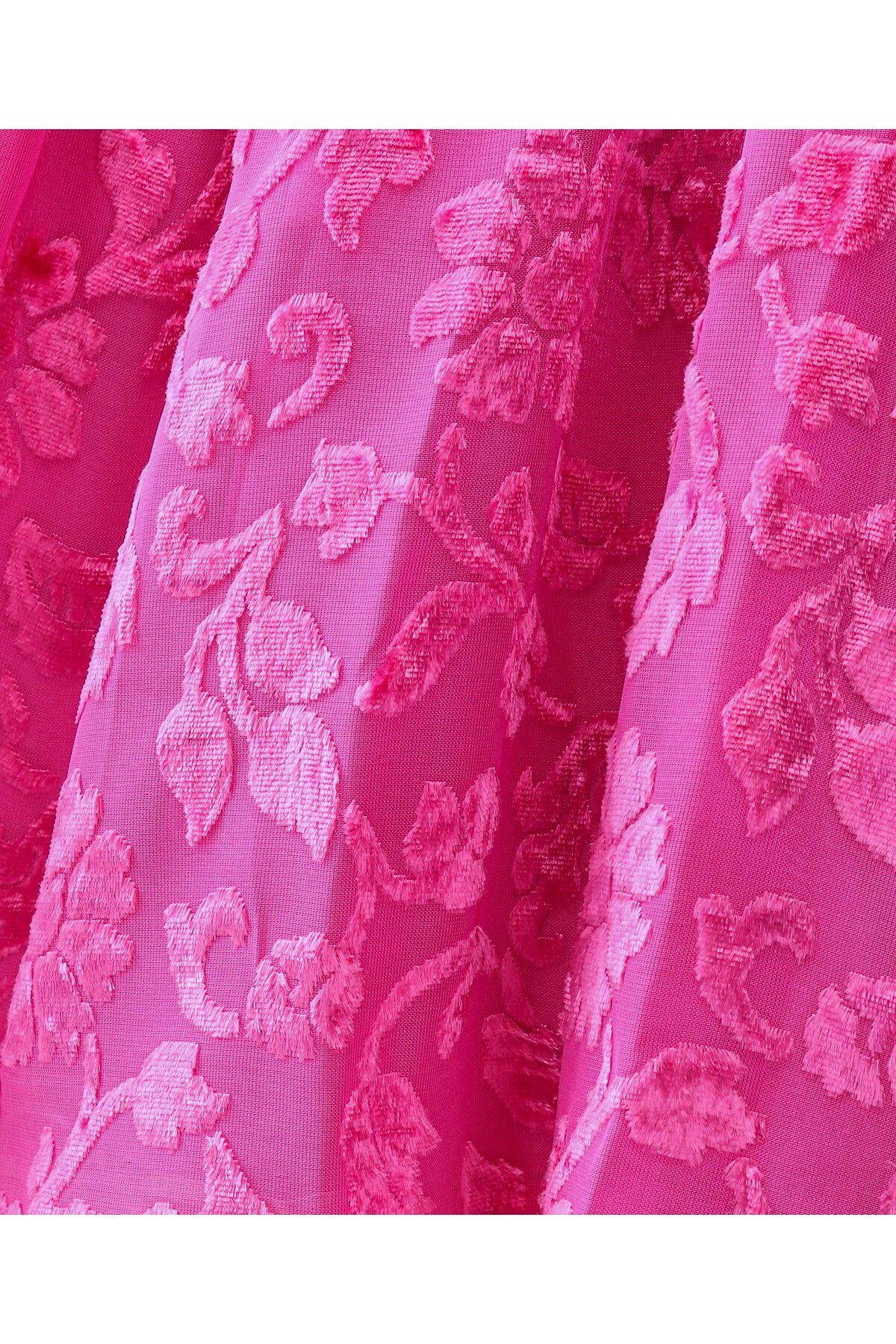 Babyhug-Babyhug Full Sleeves Textured Fabric Party Frock with Bow Applique  - Fuchsia 3