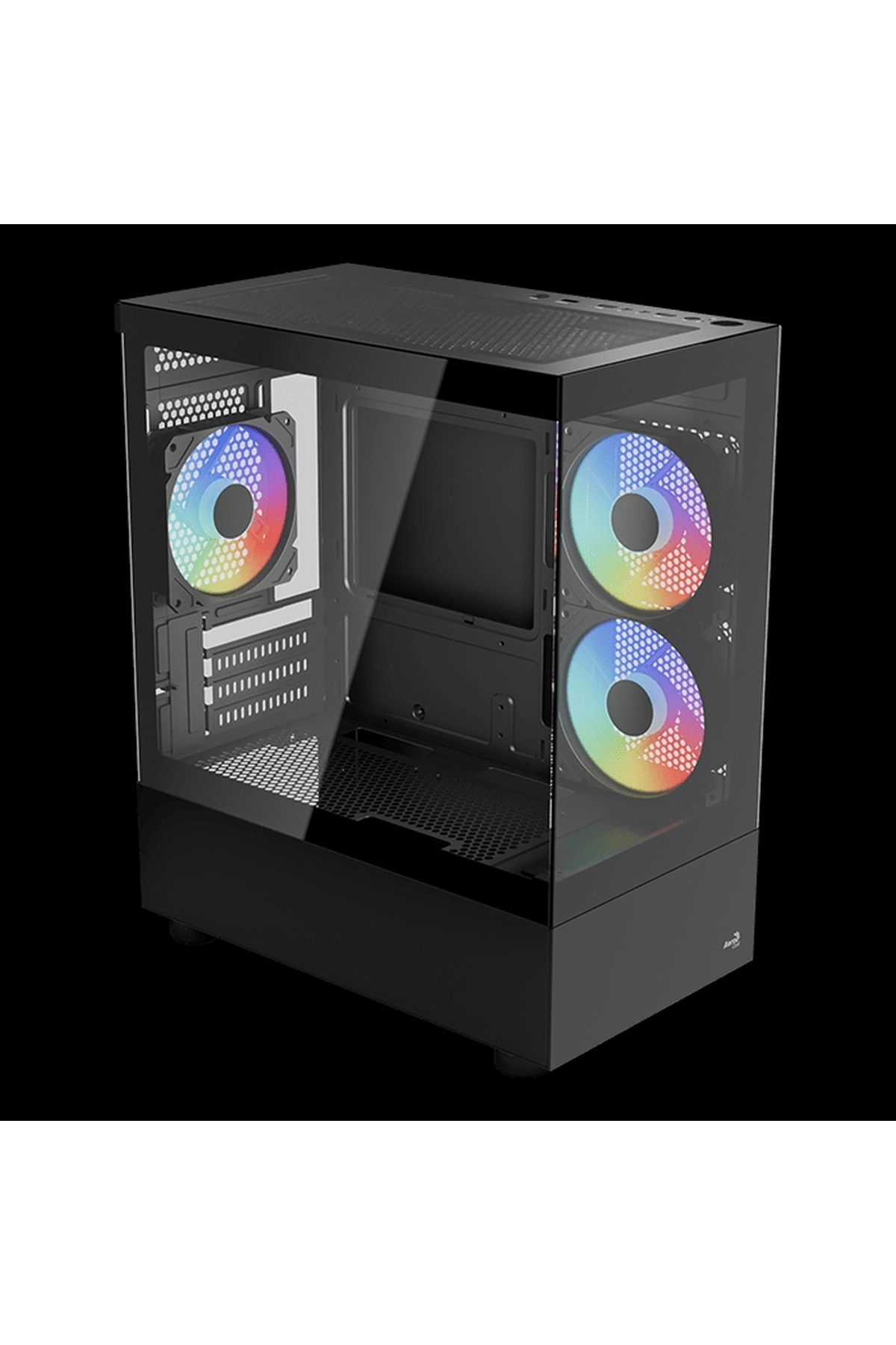 AEROCOOL ViewPort Mini ARGB 3x12cm Fanlı, Temperli Cam Yan ve Ön Panel, USB 3.0 mATX  (AE-VPORT)