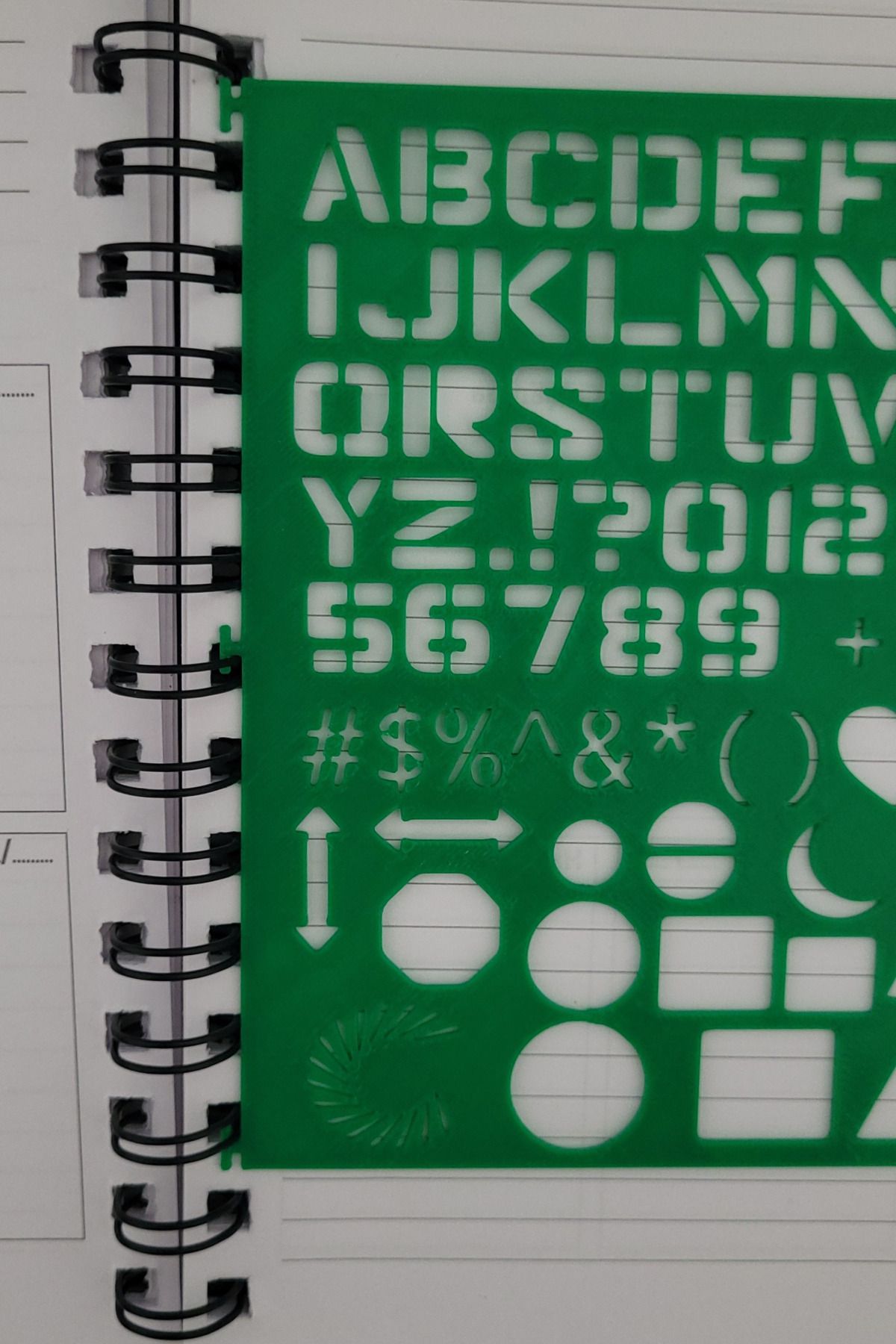 Karmelom Studio-Spiral Notebook Compatible Alphabet and Shapes Template Ruler 4