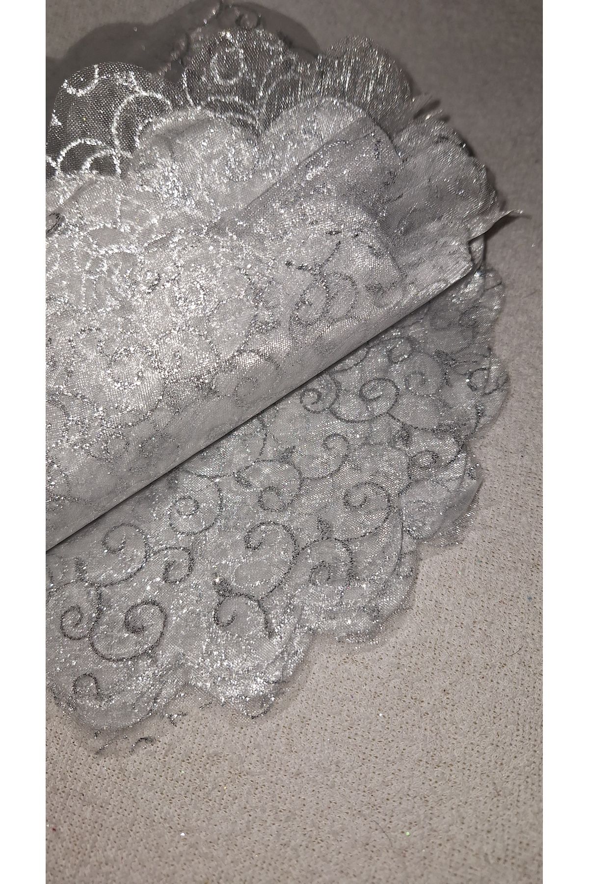 Uslu Çeyiz DESENLİ GRİ Tül 22cm Süsleme Hediyelik Tül 100 Adet