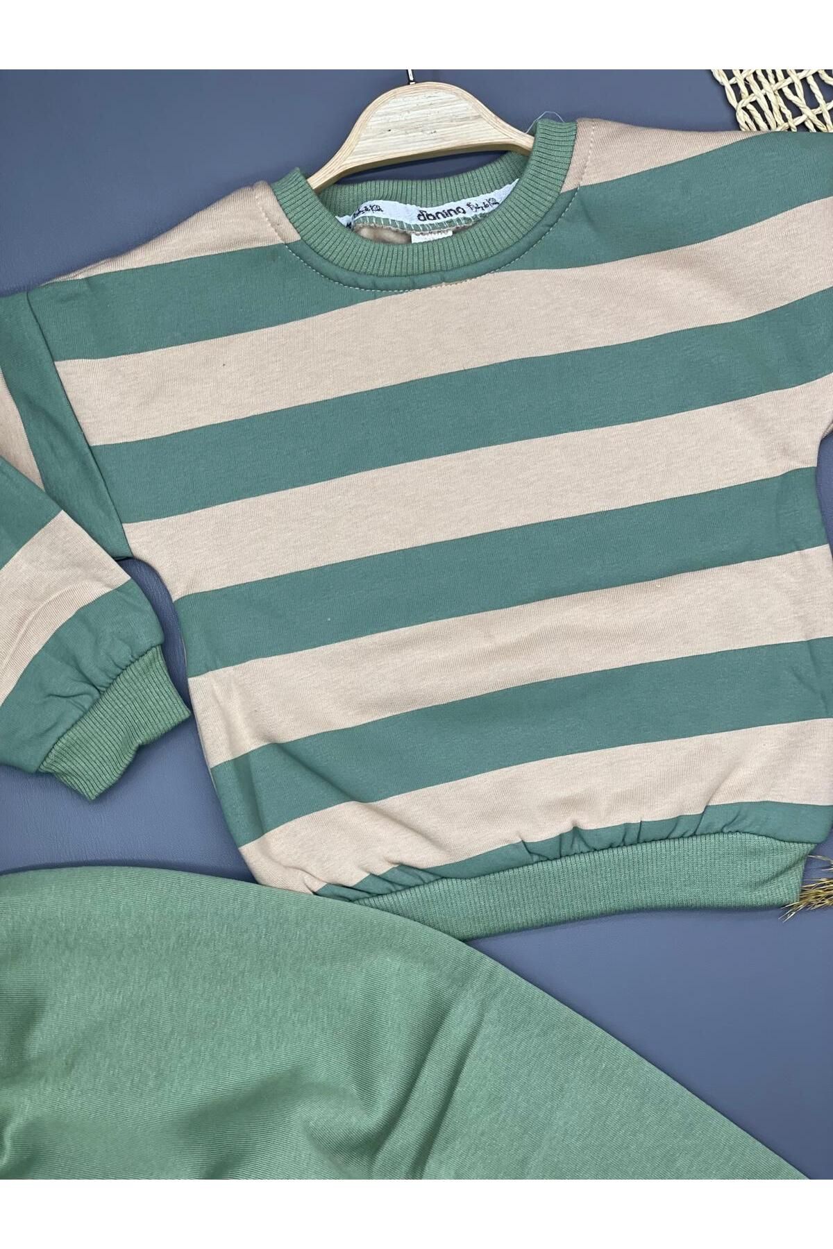 ZİMBOO-Boys Children's Charded 3 Threads 1-5 Years Old Stripe Printed 2-Piece Set 2