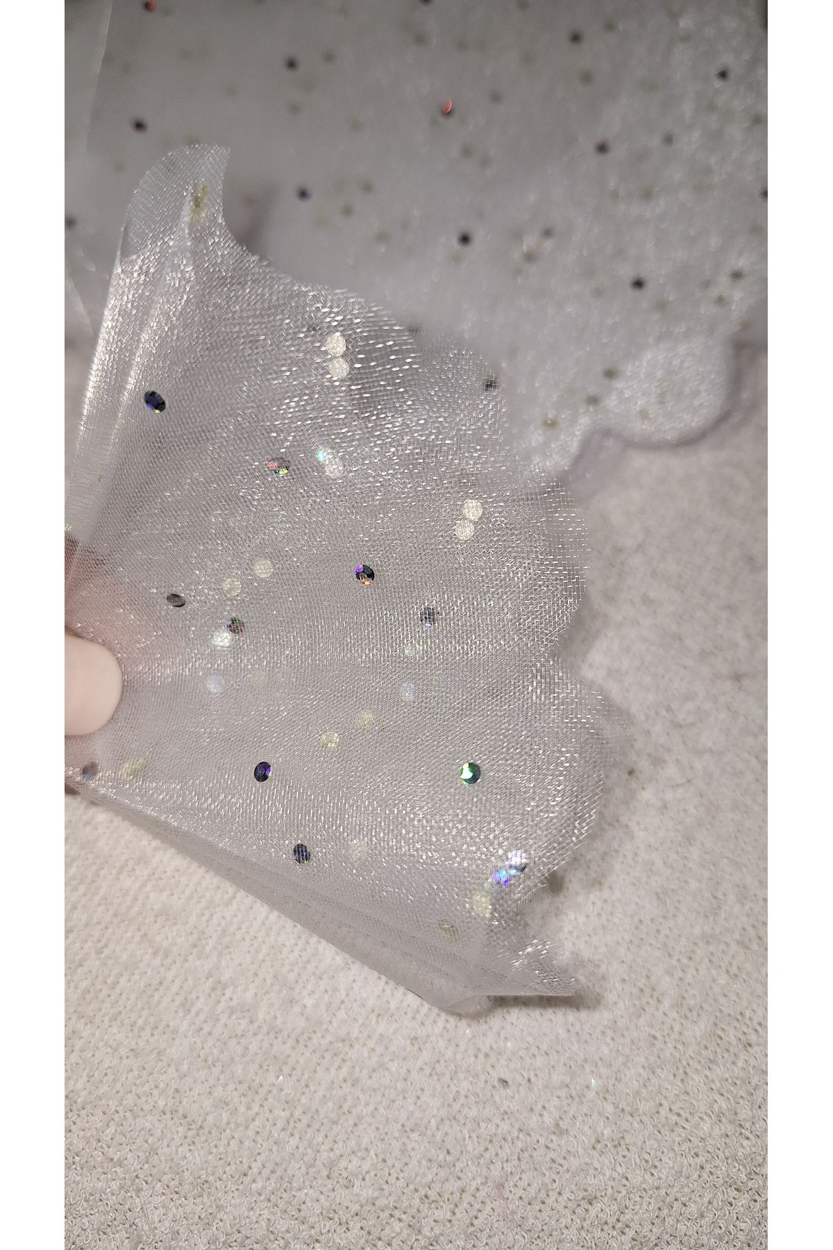 Uslu Çeyiz PULLU BEYAZ Tül  Süsleme Hediyelik Tül 100 Adet 17*17 CM
