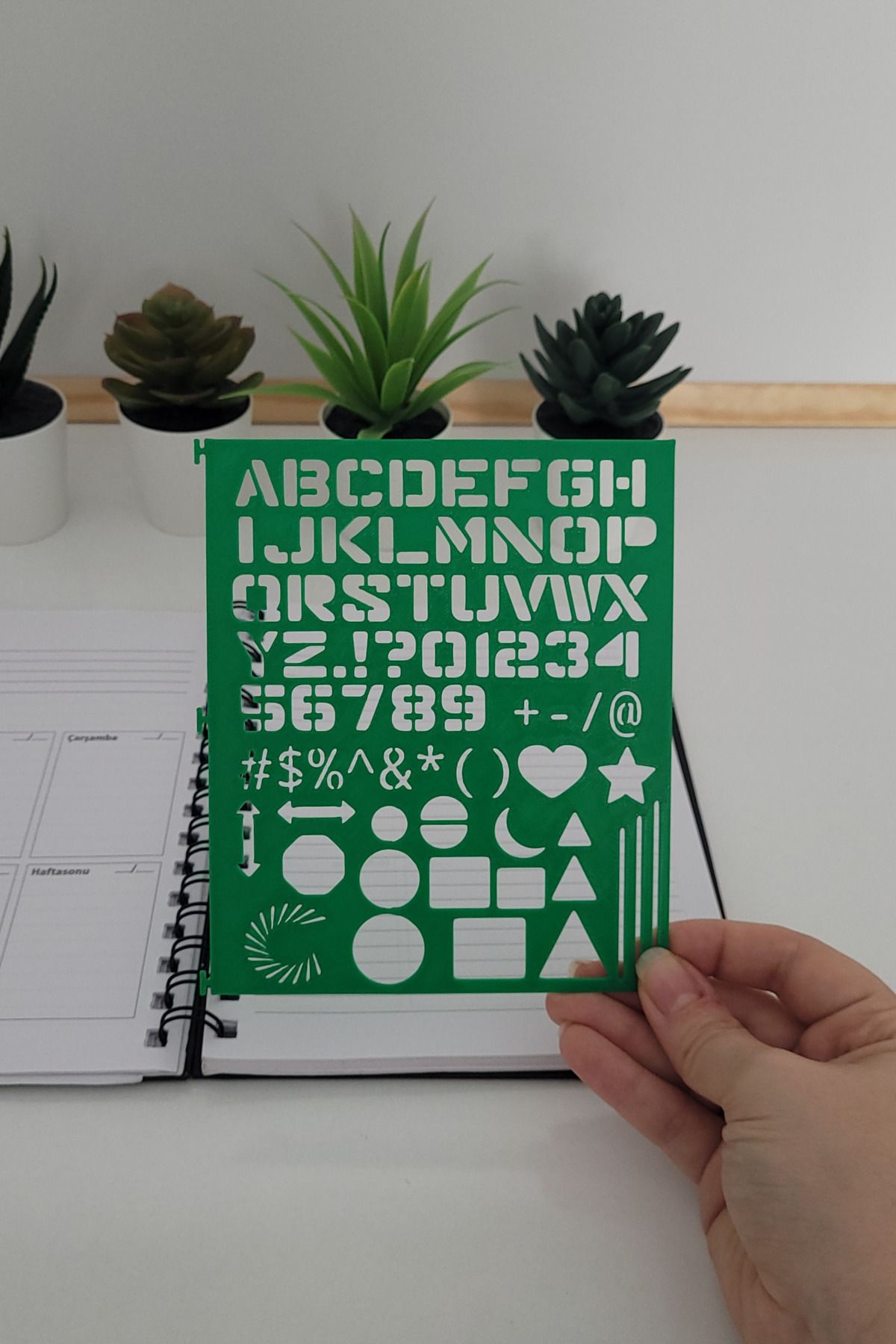 Karmelom Studio-Spiral Notebook Compatible Alphabet and Shapes Template Ruler 2