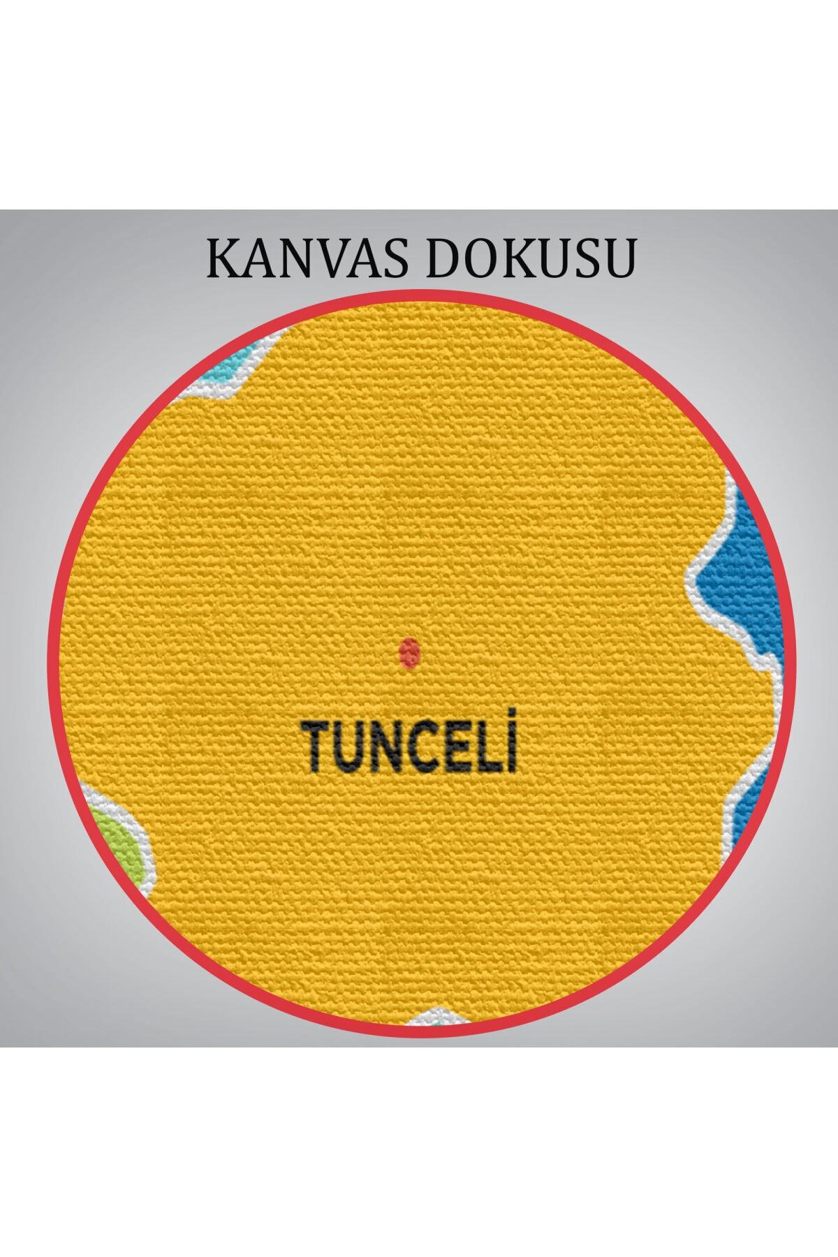 Tunceli Ili Ve Ilçeler Haritası Dekoratif Kanvas Tablo görsel 6