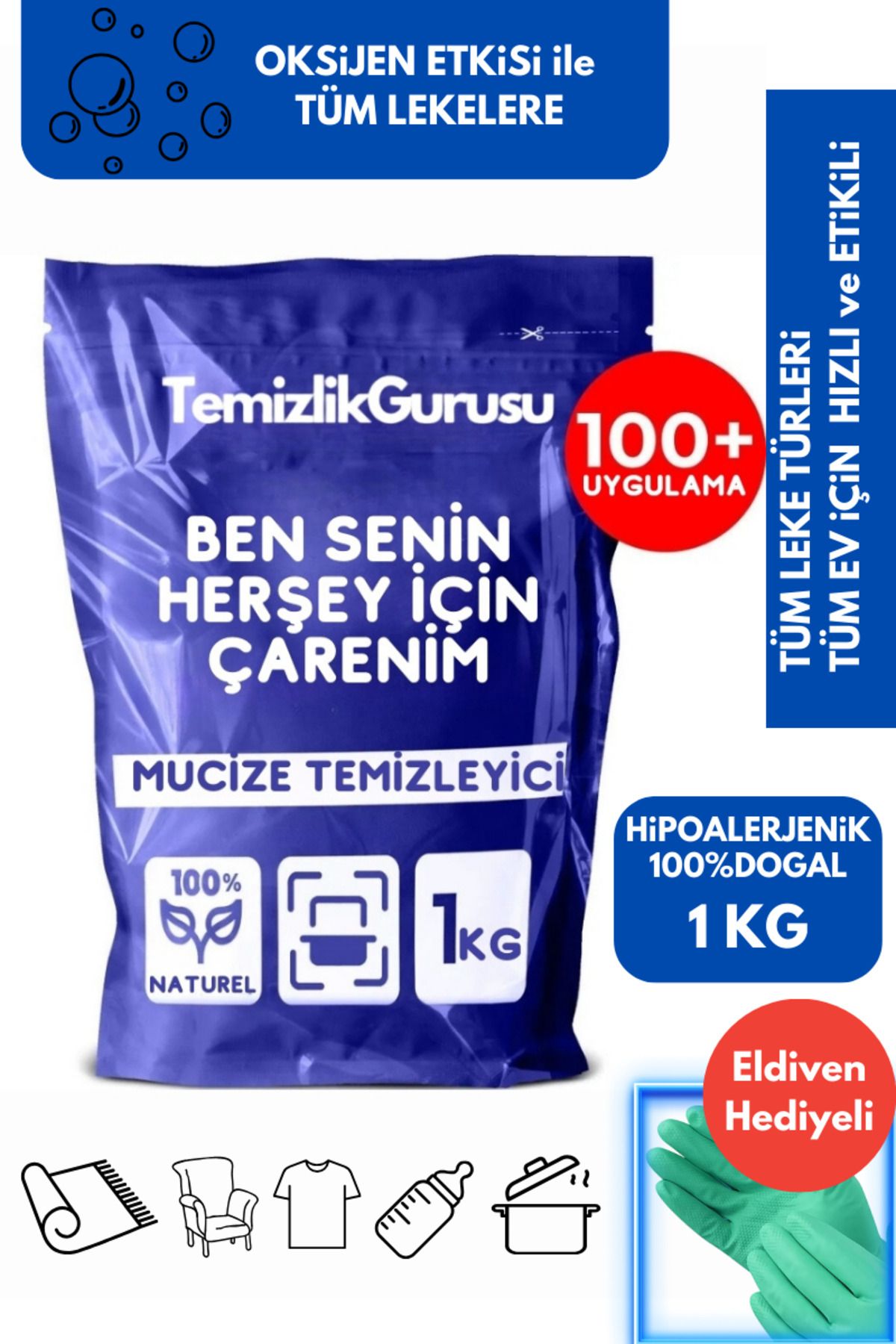 Temizlik Gurusu Çamaşır Ve Yüzey Için Çok Amaçlı Oksijenli Toz Leke Çıkarıcı Ve Beyazlatıcı 1 Kg