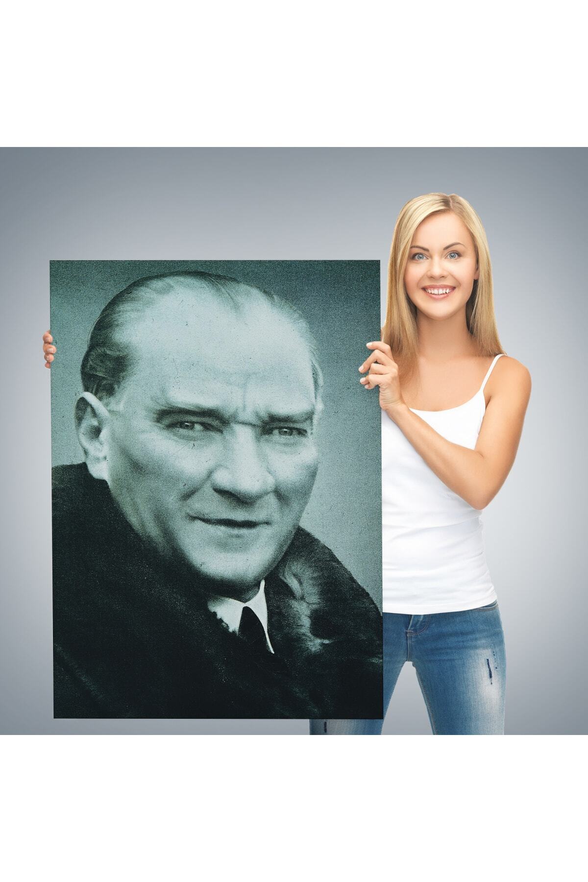 Atatürk Portre Tablosu Mustafa Kemal Atatürk Dikdörtgen Dekoratif Kanvas Tablo-10 görsel 3