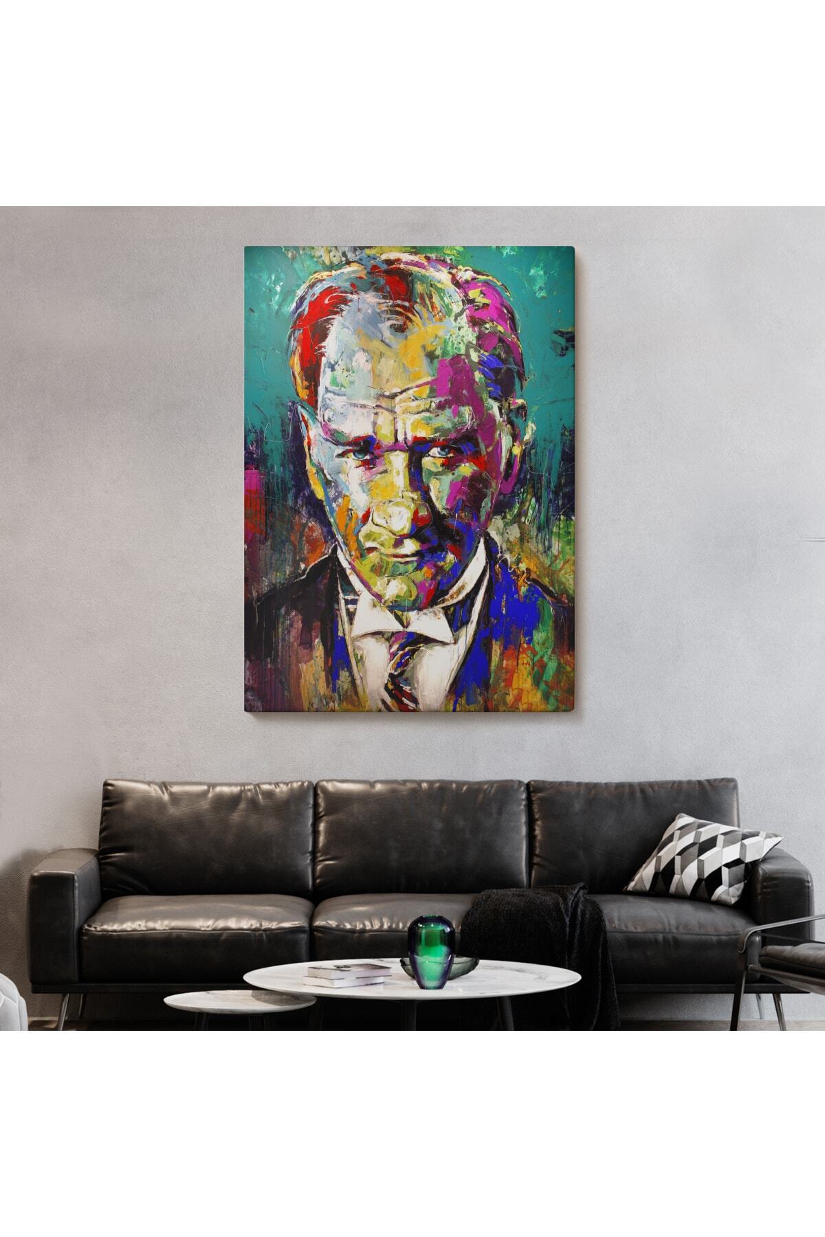 Renkli Mustafa Kemal Atatürk Kanvas Tablo görsel 2