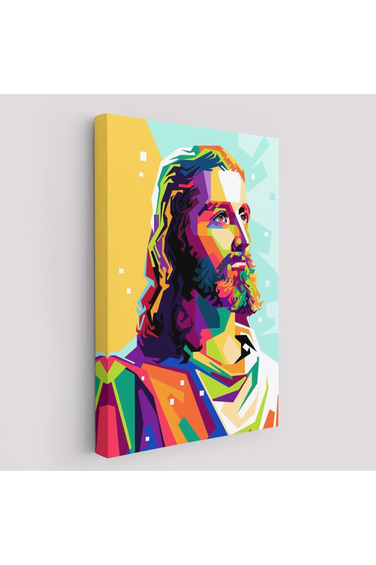 Renkli Isa Mesih Kanvas Duvar Tablosu, Jesus Christ