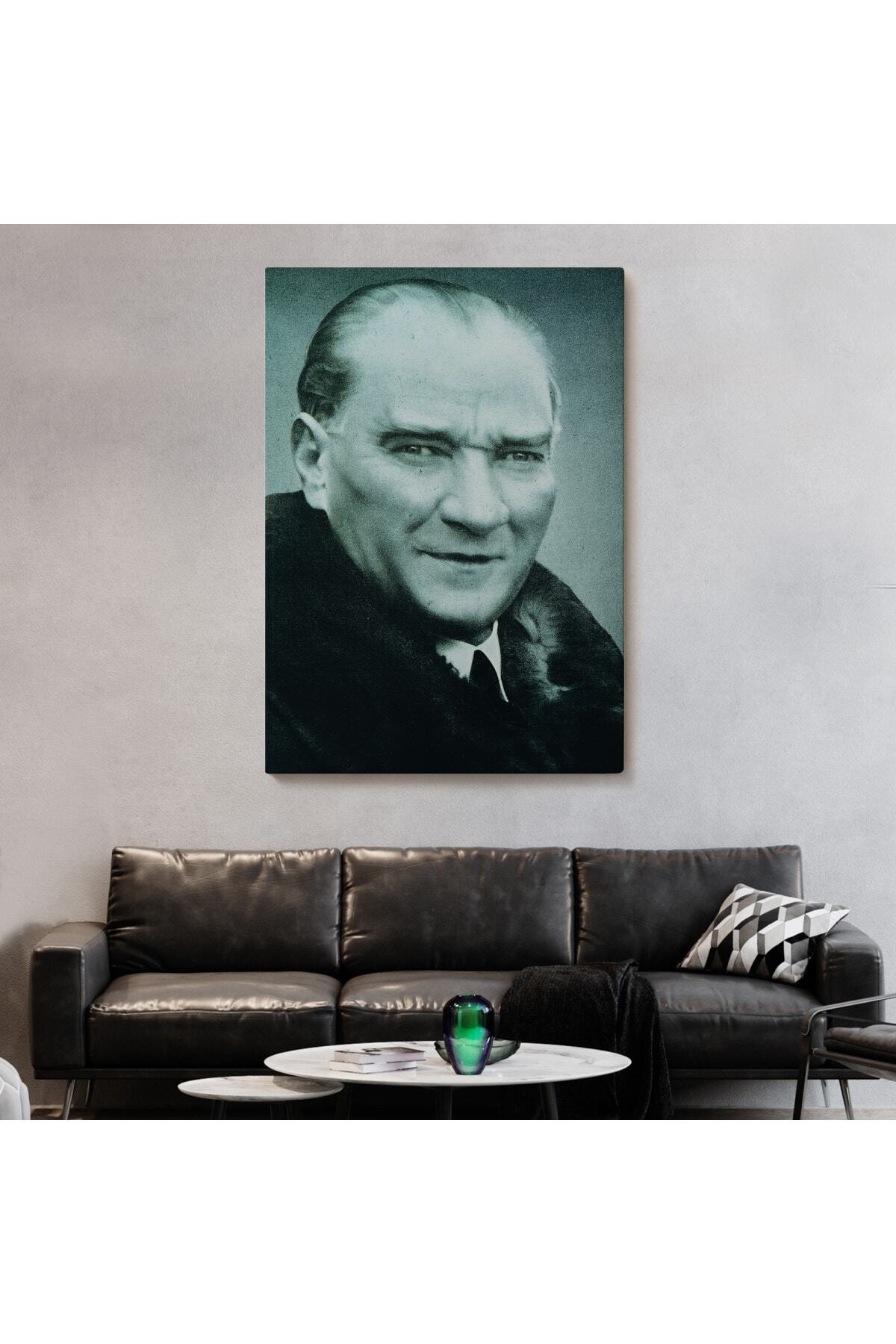 Atatürk Portre Tablosu Mustafa Kemal Atatürk Dikdörtgen Dekoratif Kanvas Tablo-10 görsel 2