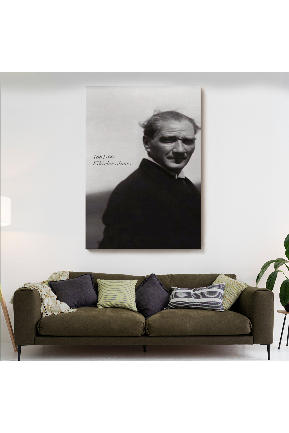 Atatürk Portre Tablosu Mustafa Kemal Atatürk Dikdörtgen Dekoratif Kanvas Tablo-1 görsel 2