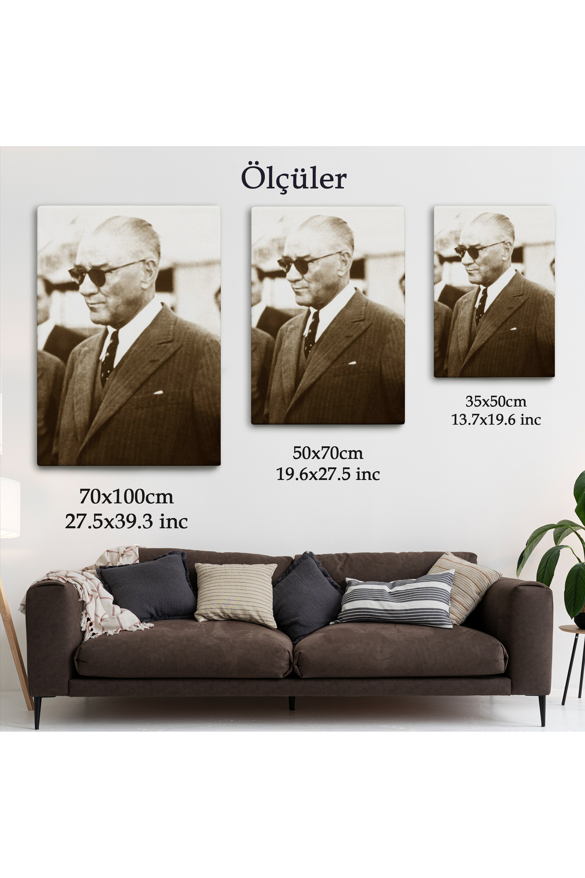 Atatürk Portre Tablosu Mustafa Kemal Atatürk Dikdörtgen Dekoratif Kanvas Tablo-7 görsel 6