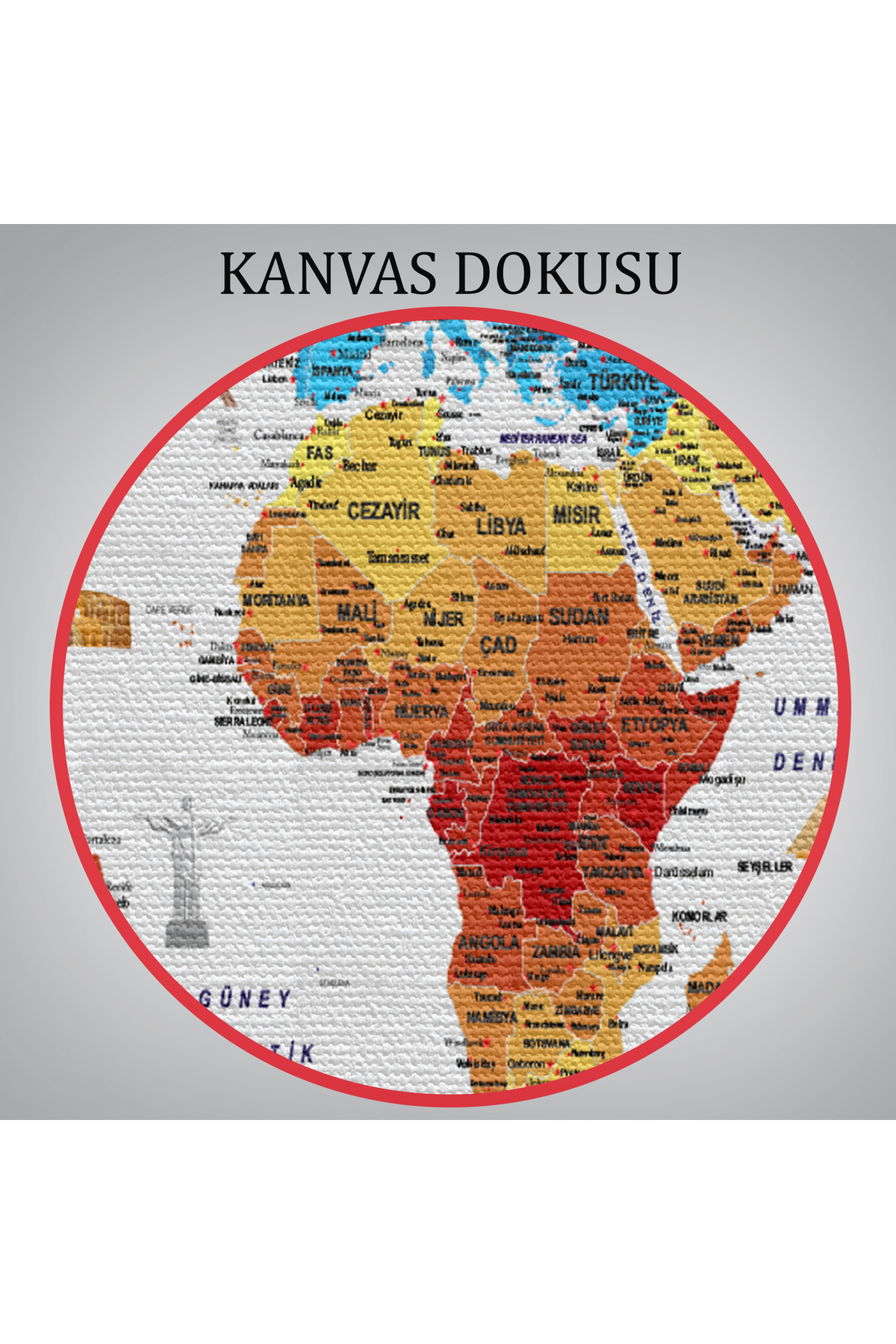 Türkçe Dünya Haritası Eğitici-öğretici Sembollü Bayraklı Dekoratif Kanvas Tablo-6 görsel 6
