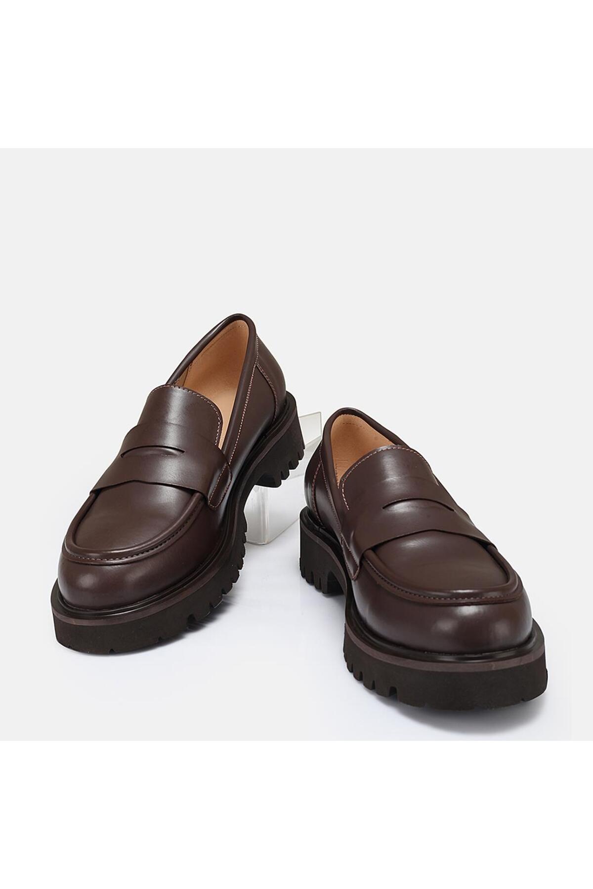 37Numara  BÜYÜK NUMARA KADIN KALIN TABAN LOAFER-41-42-43-44 KAHVE CİLT - Görsel 6