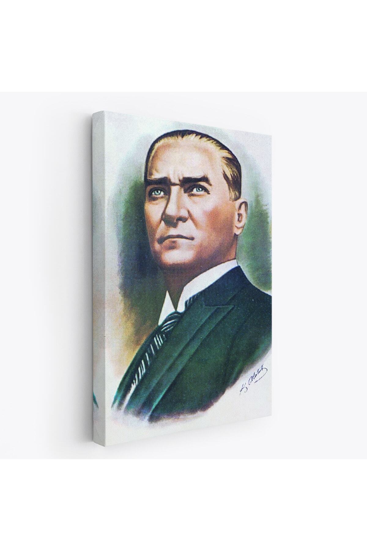 Atatürk Portre Tablosu Mustafa Kemal Atatürk Dikdörtgen Dekoratif Kanvas Tablo-11