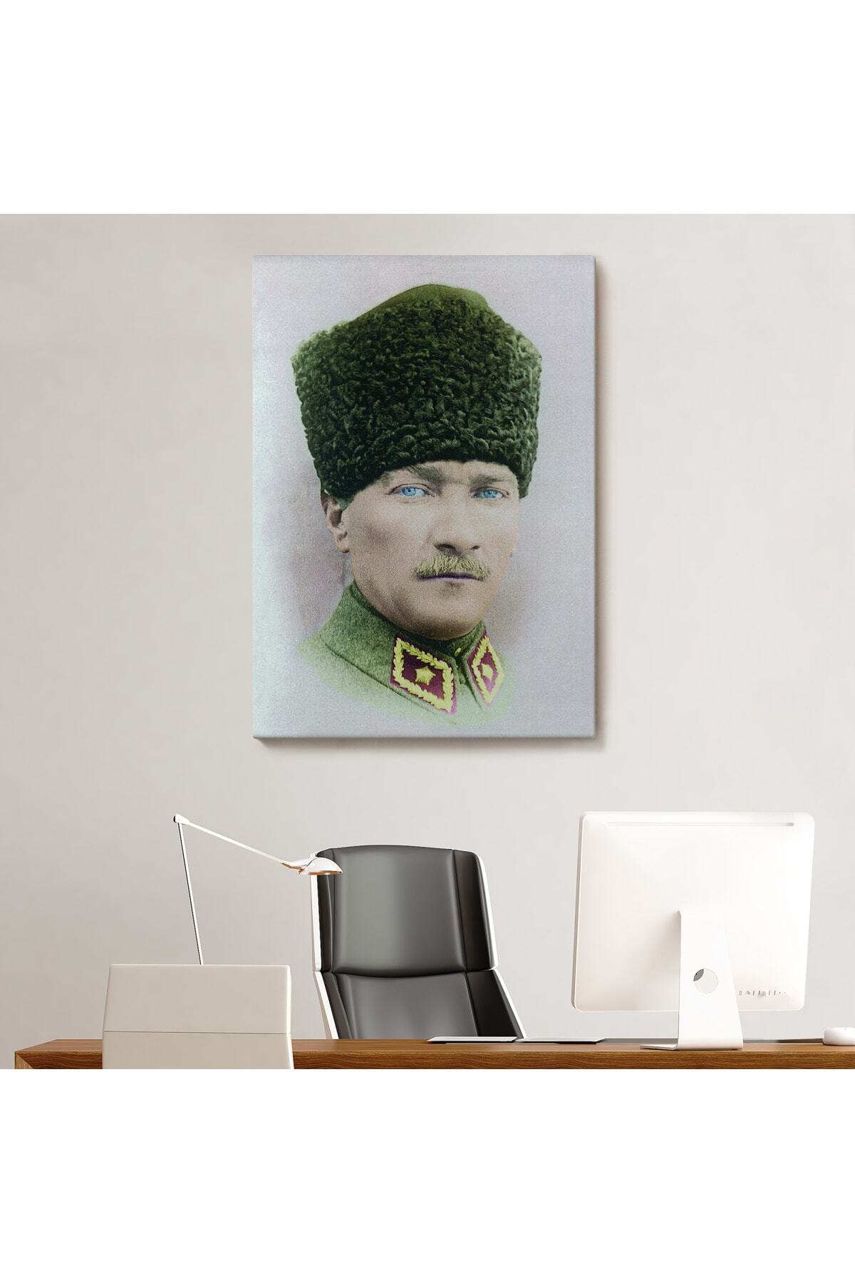 Atatürk Portre Tablosu Mustafa Kemal Atatürk Dikdörtgen Dekoratif Kanvas Tablo-9 görsel 7