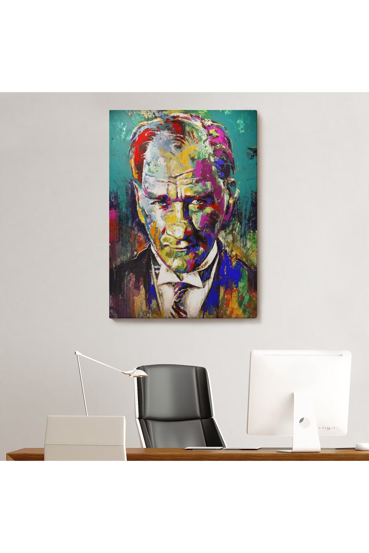 Renkli Mustafa Kemal Atatürk Kanvas Tablo görsel 7