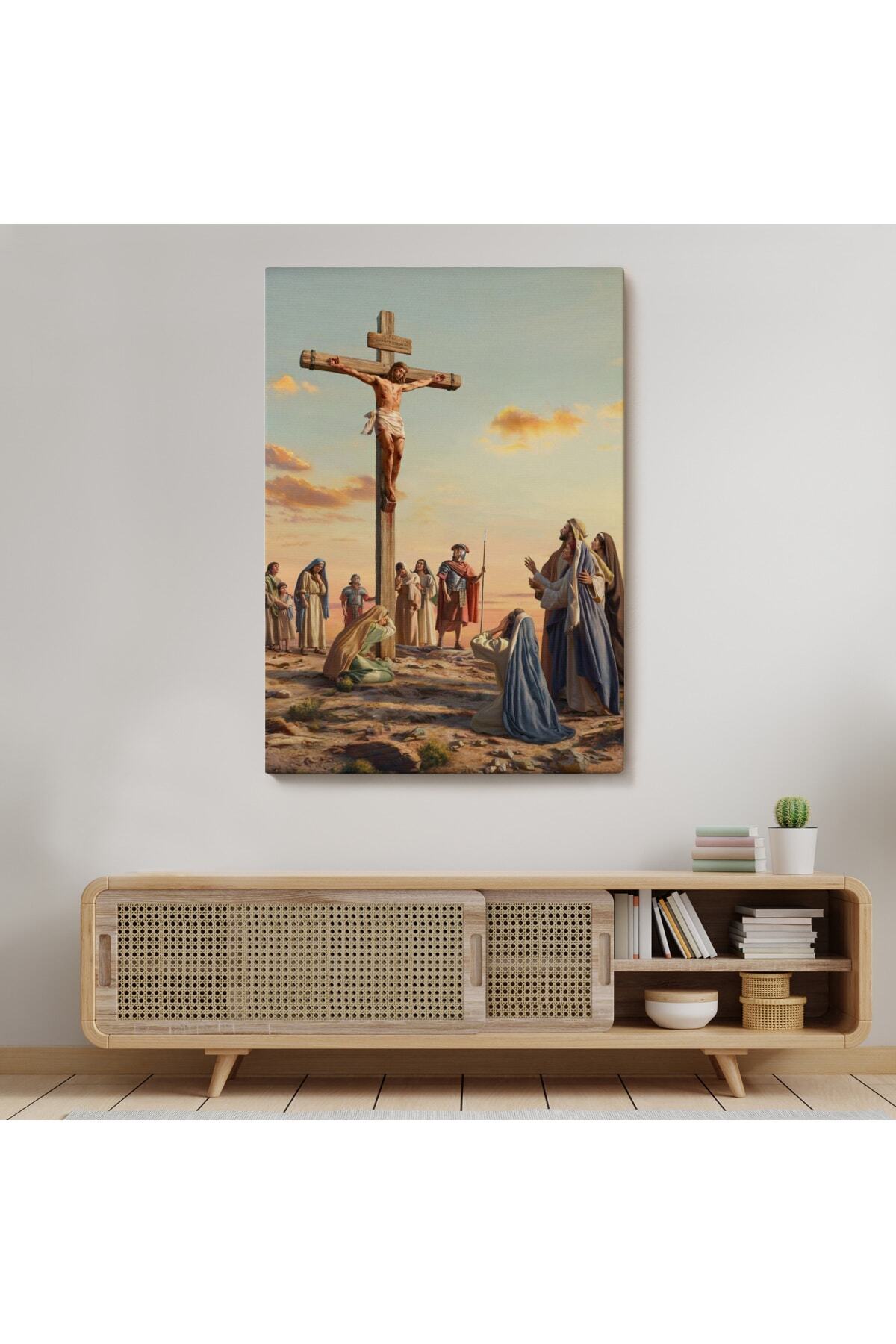 Çarmıha Gerilmiş Isa Mesih Kanvas Duvar Tablosu, Jesus Christ görsel 7