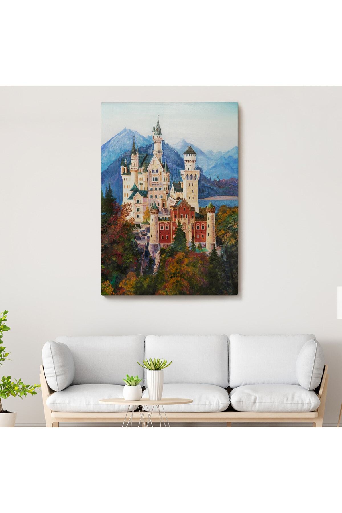 Bavyera Almanya Neuschwanstein Kalesi Kanvas Tablo görsel 2