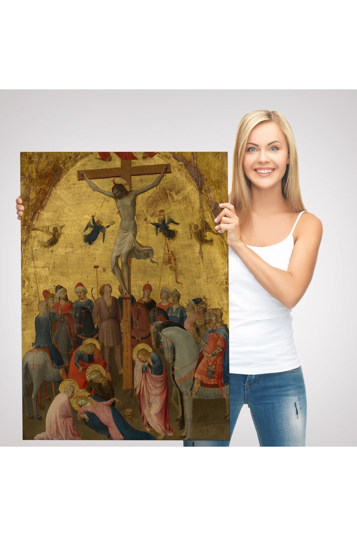 Fra Angelico Çarmıha Geriliş Kanvas Tablosu, Çaucifixion Jesus Christ görsel 3