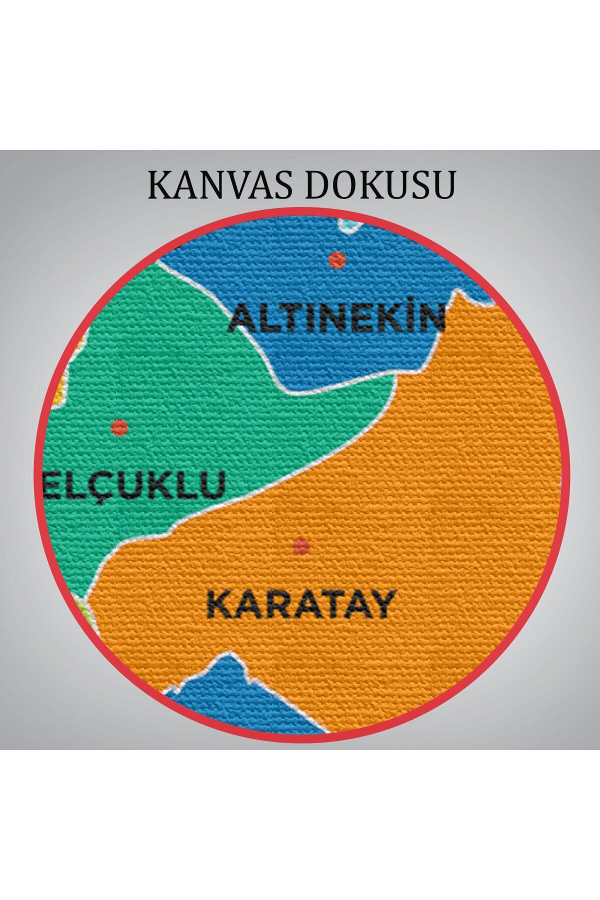 Konya Ili Ve Ilçeler Haritası Dekoratif Kanvas Tablo görsel 6